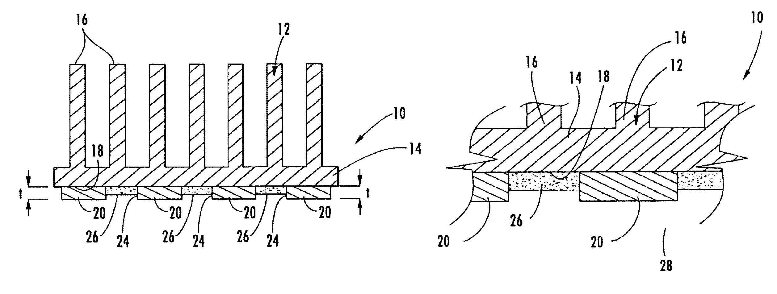 Structure and method of attaching a heat transfer part having a compressible interface
