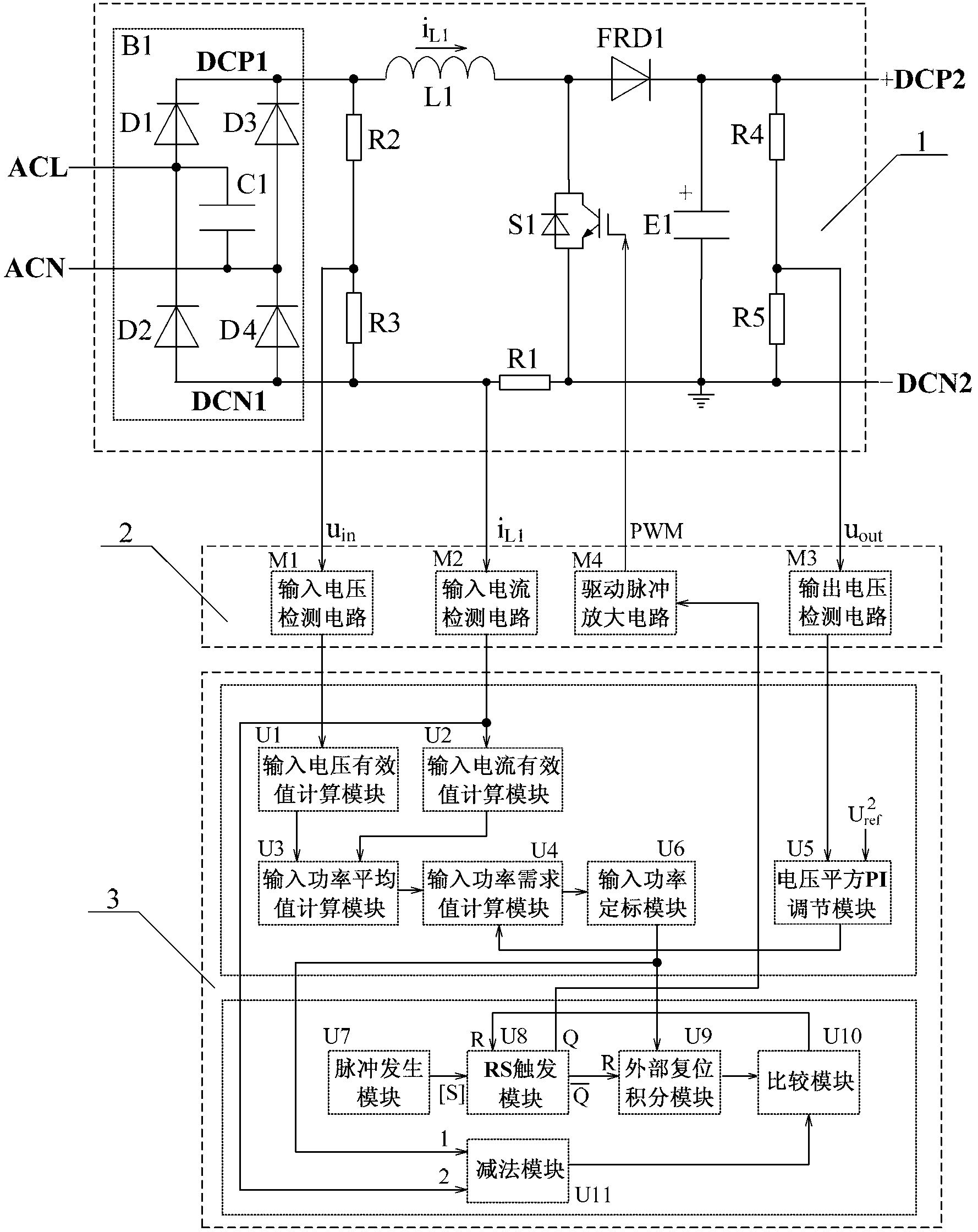 Single-phase power factor corrector in direct network-side power control