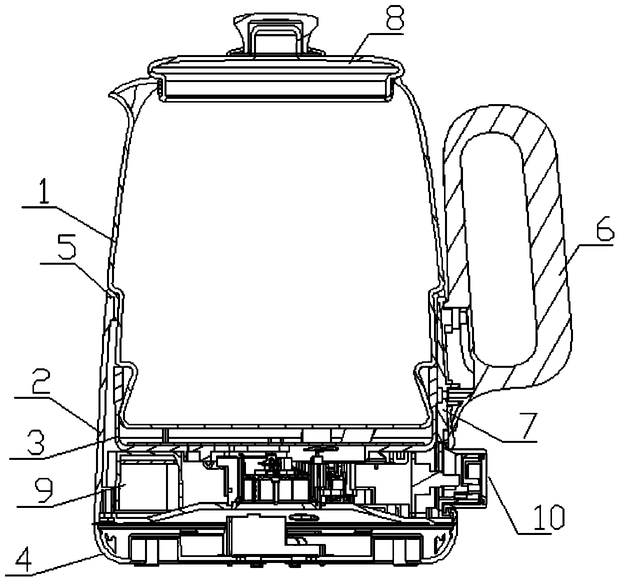 Glass kettle and mounting and fixing method of handle thereof