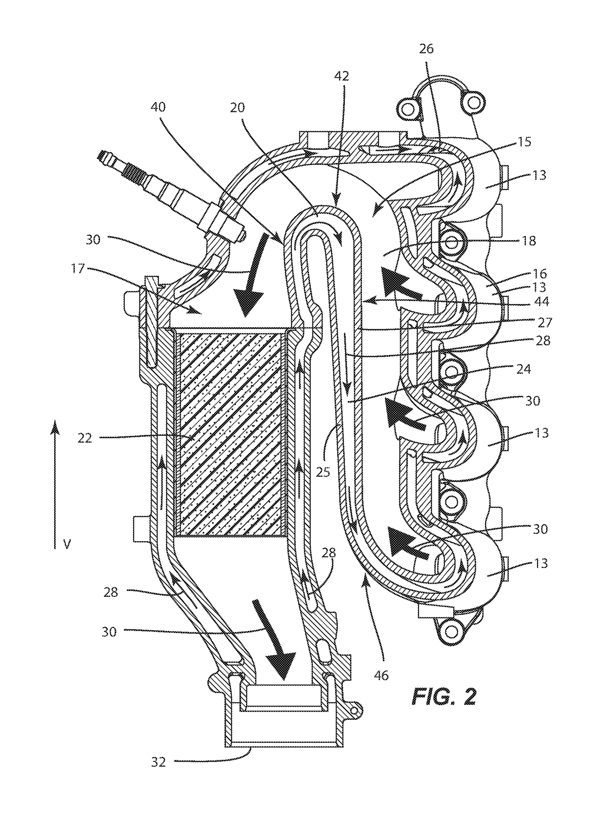 Converging cooling system cross section
