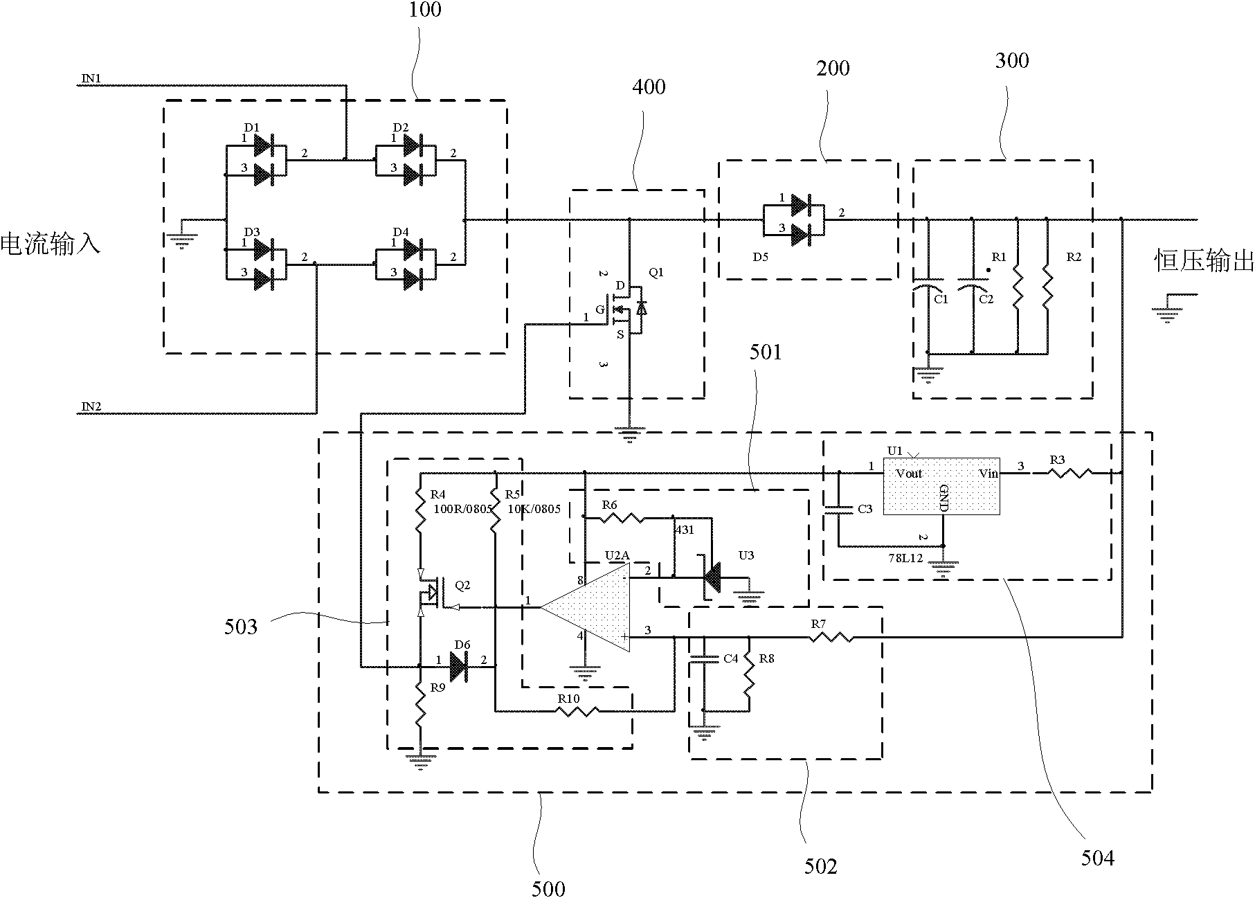 Constant voltage circuit of light-emitting diode (LED) navigation aid lamp and navigation aid lamp provided with the same