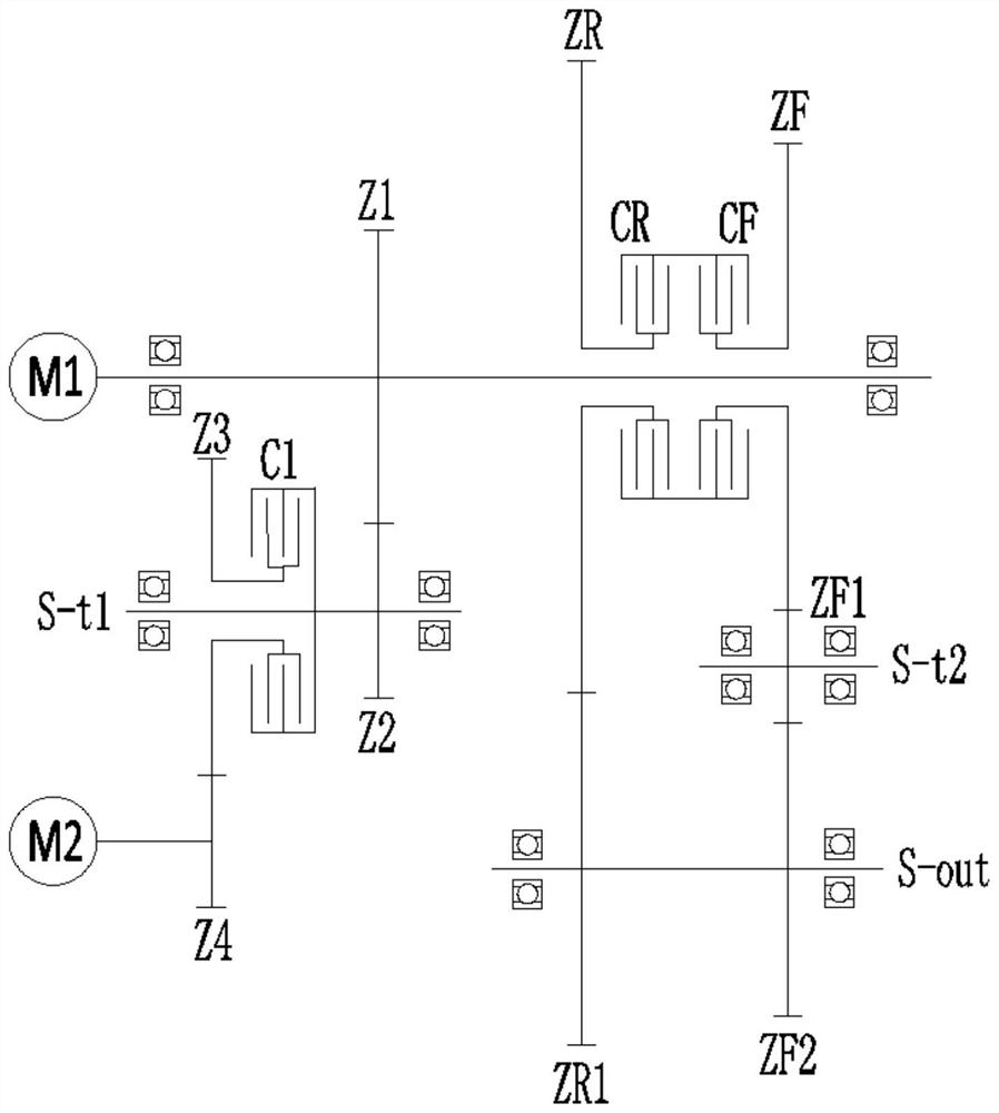 Master-slave dual-motor transmission, drive system and electric construction vehicle