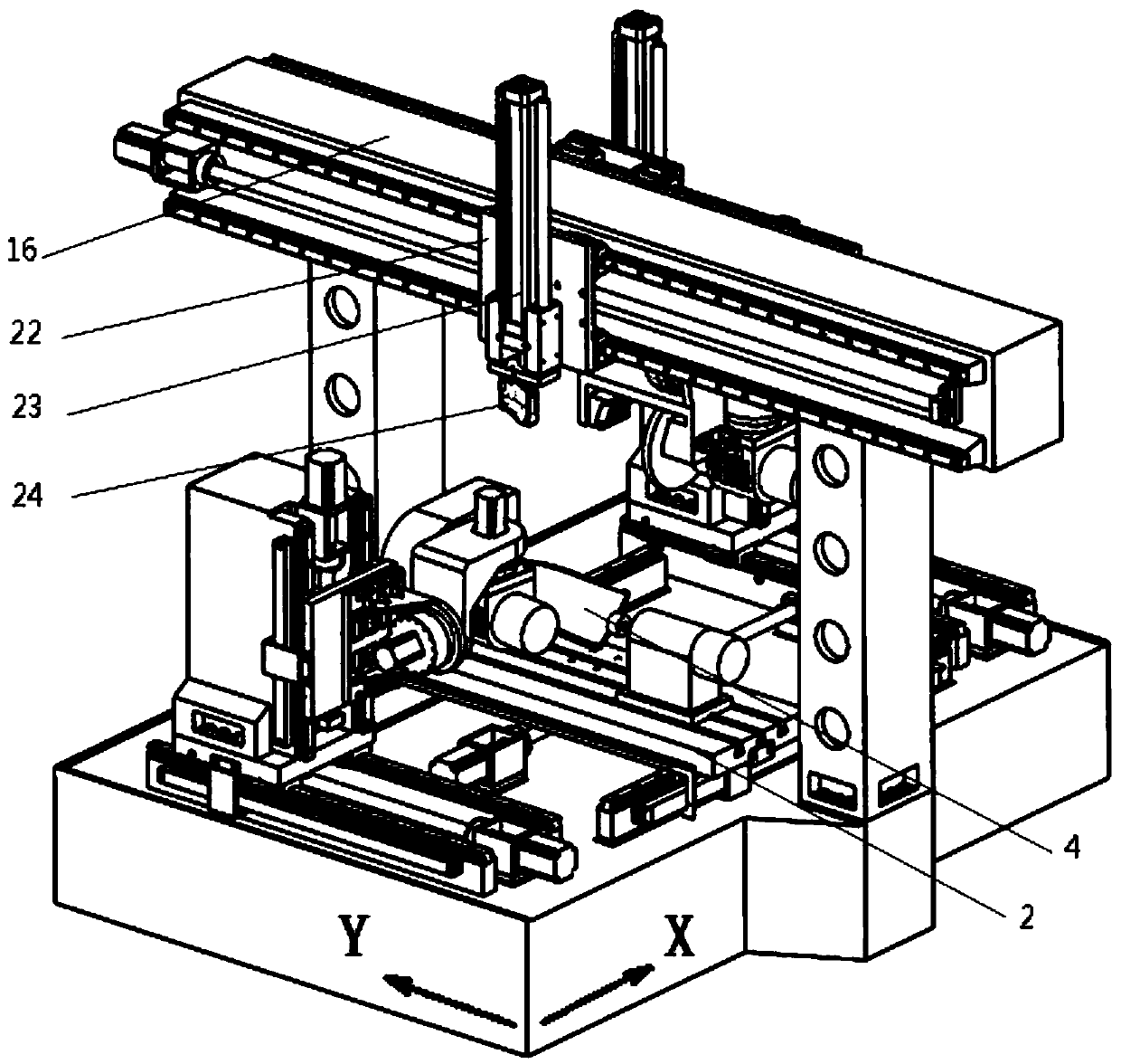 Blade processing machine tool integrating processing and detecting functions