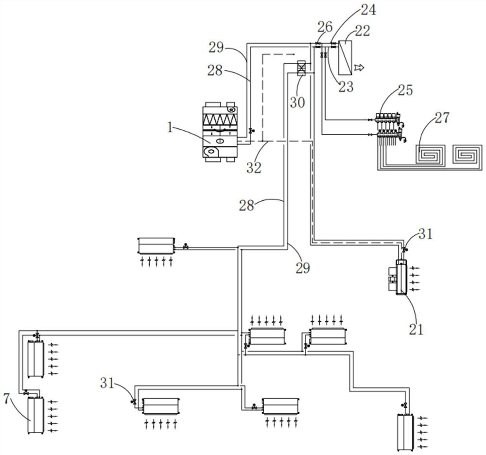 Ultra-silent wind-feeling-free healthy and comfortable household central air-conditioning heating system