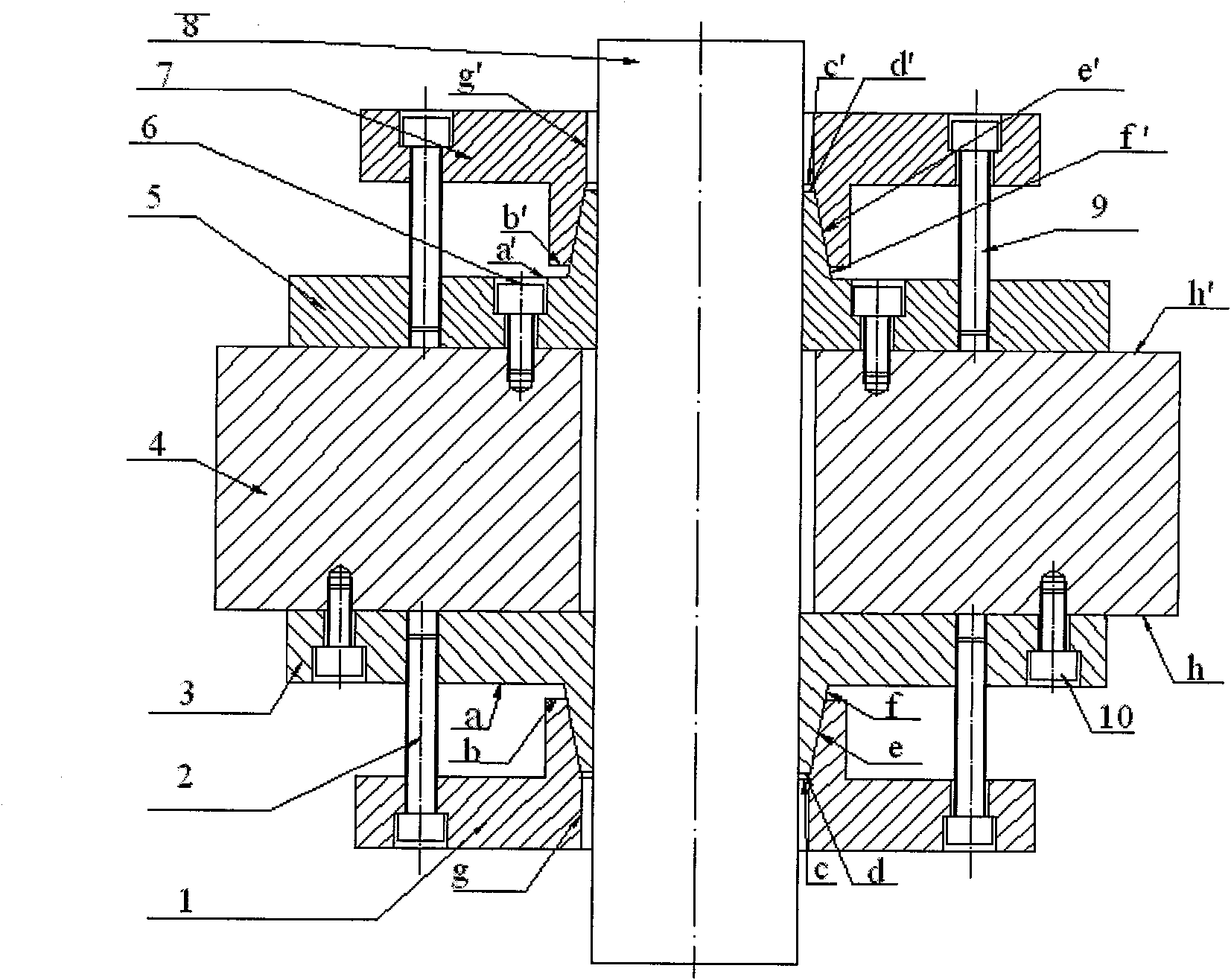 Clamping apparatus for shaft of parallel-connection type six-dimension force sensor