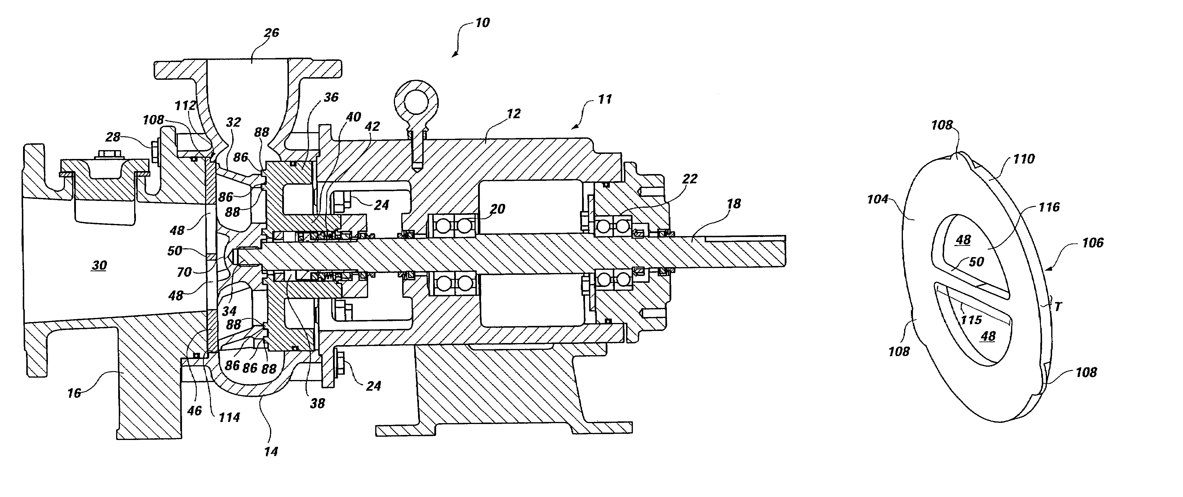 Pump impeller and chopper plate for a centrifugal pump
