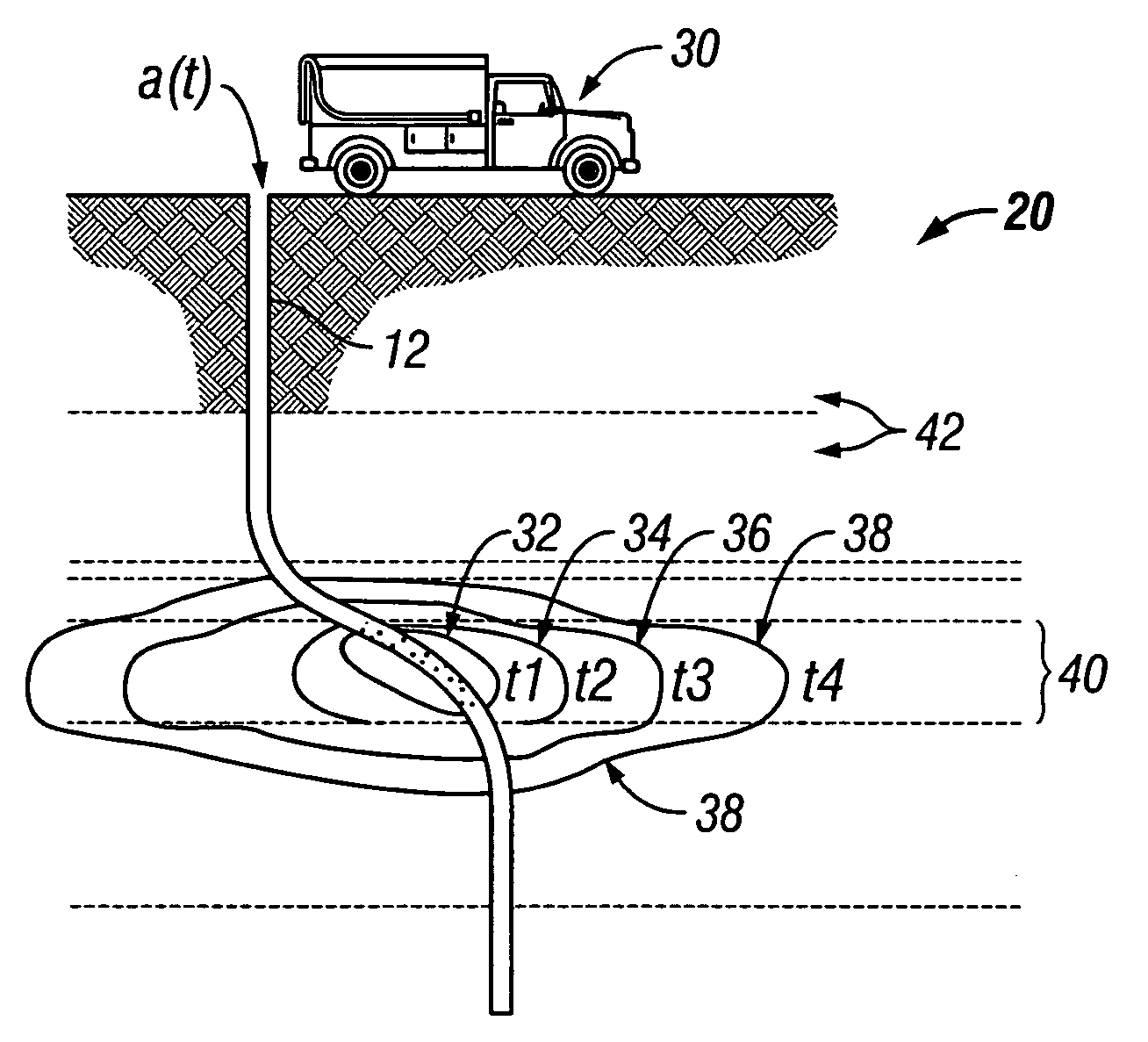 Method and apparatus and program storage device for front tracking in hydraulic fracturing simulators