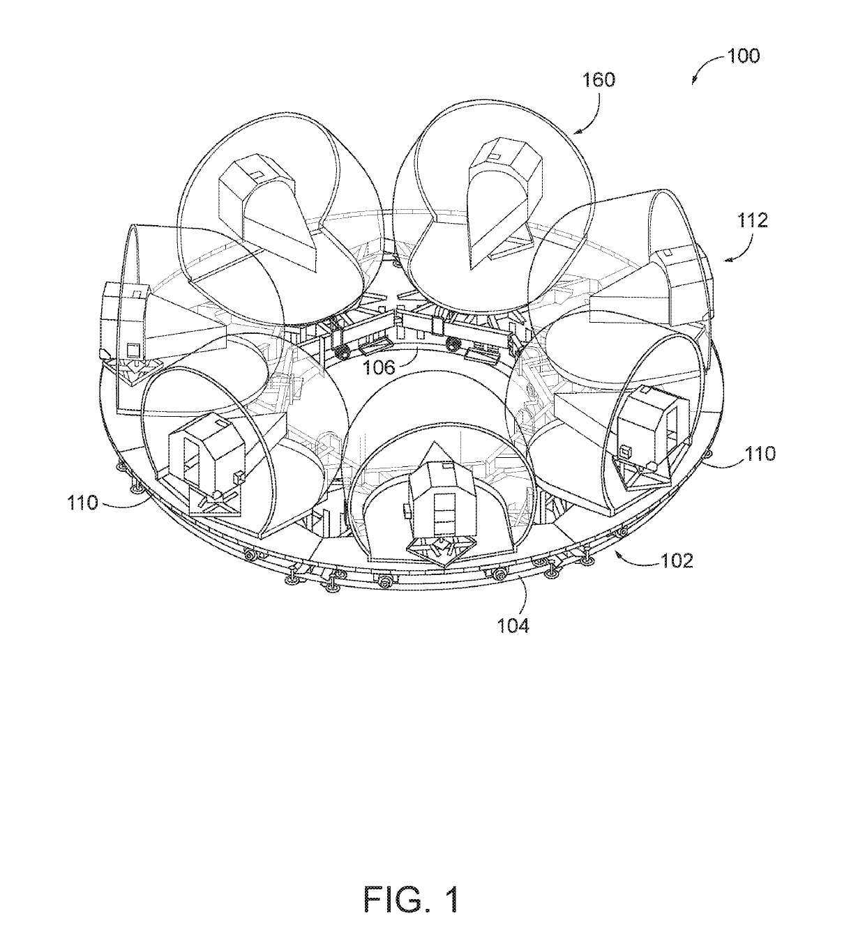 Ride system: motion base on a turntable/segmented turntable