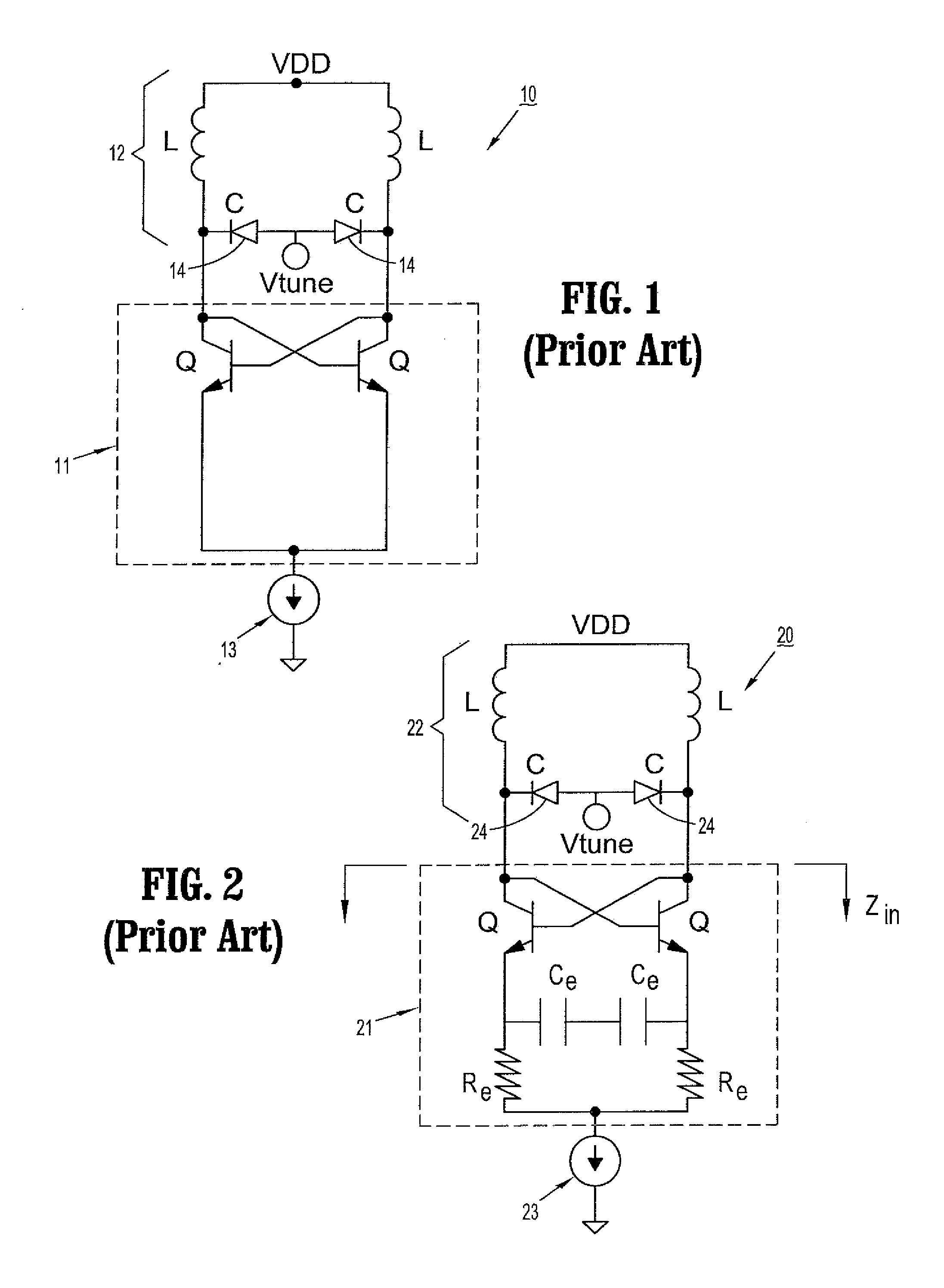 Voltage controlled oscillator circuits and methods using variable capacitance degeneration for increased tuning range