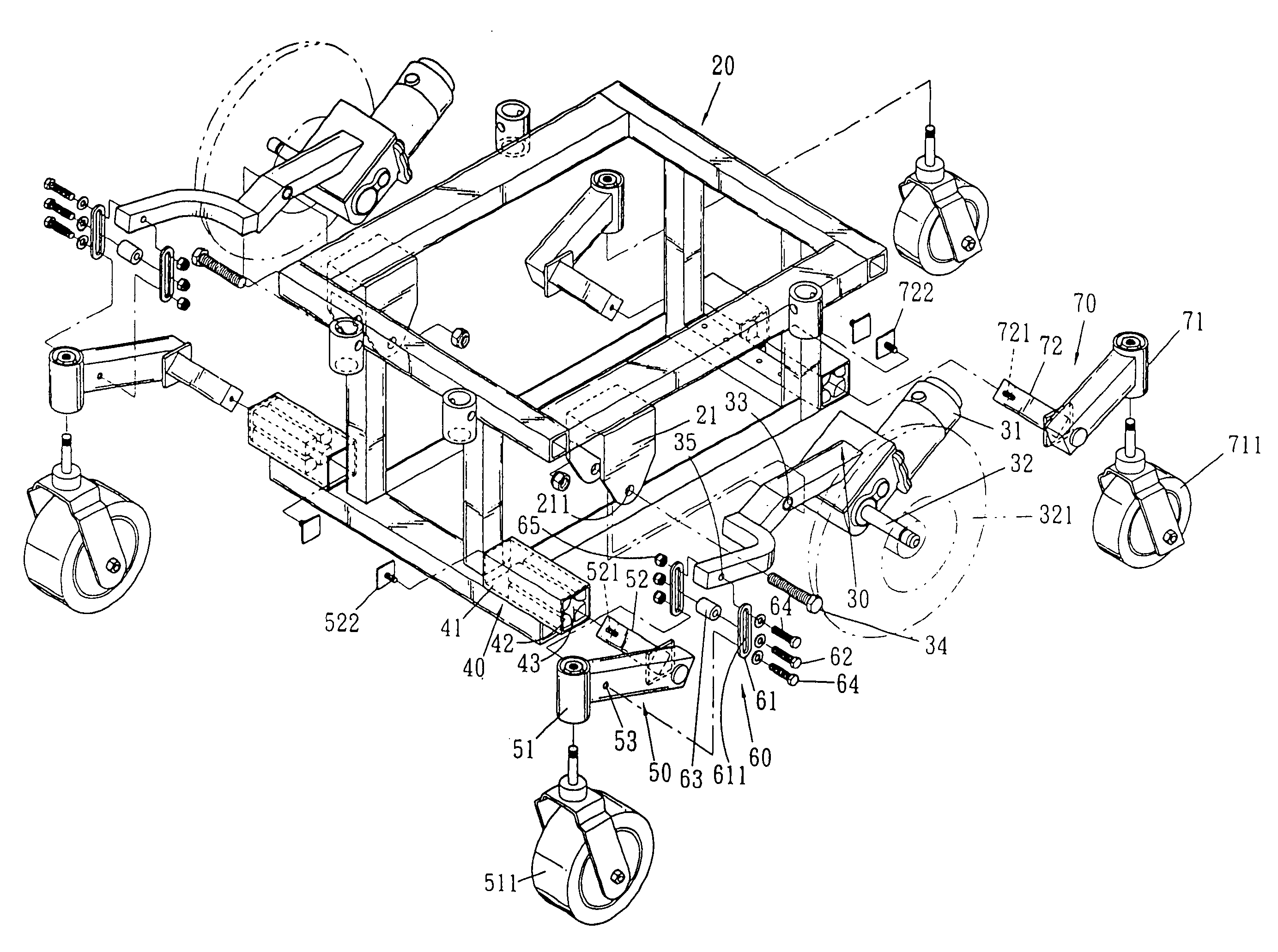 Wheel bracket mechanism for an electric wheelchair equipped with auxiliary wheels