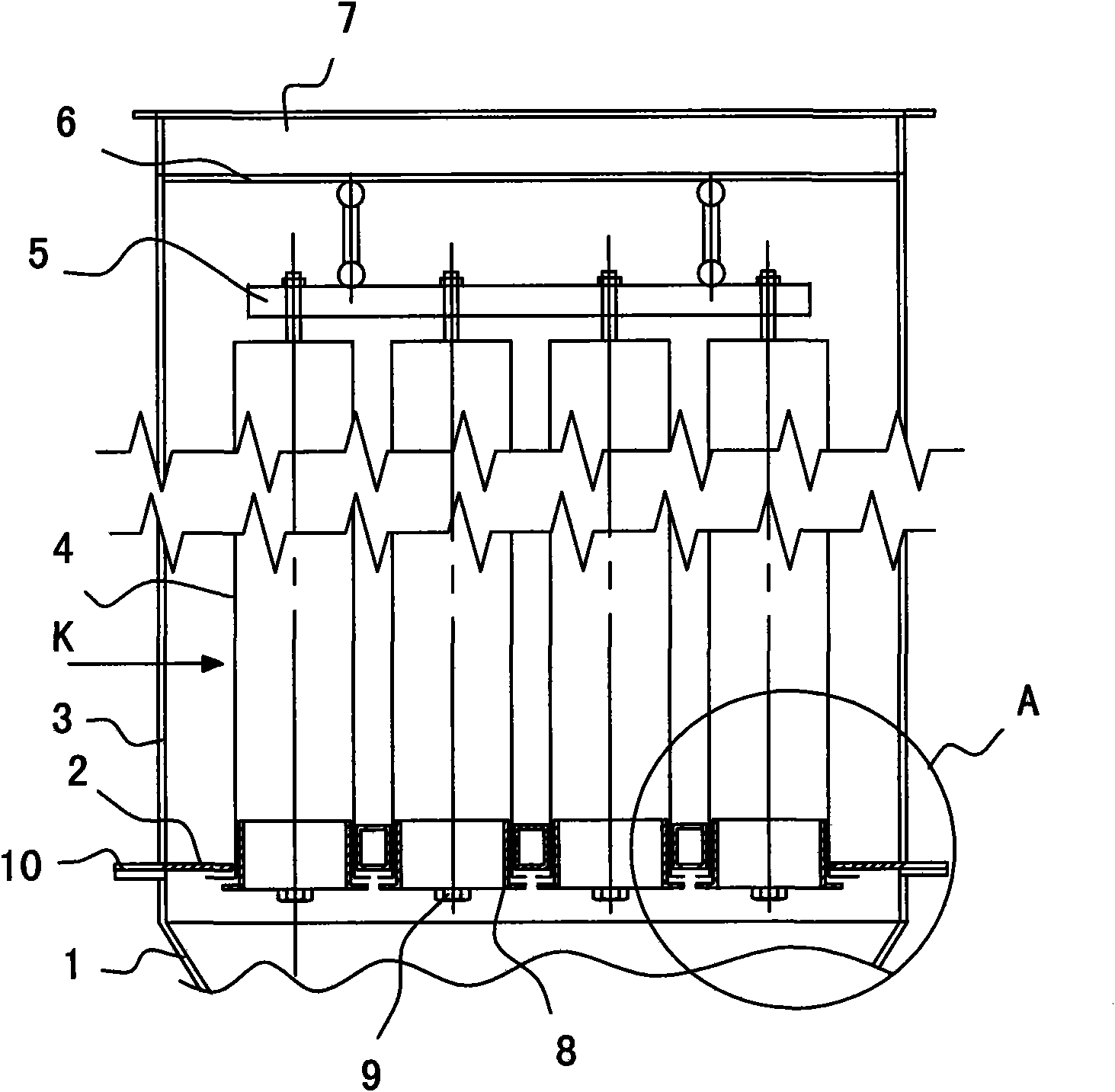 Inner-filtering bag-type deduster