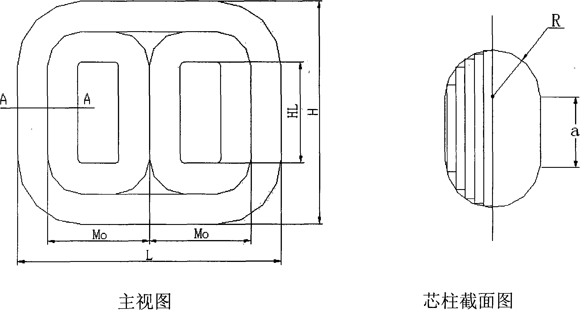 Oil-immersed type transformer for hatch winding iron core