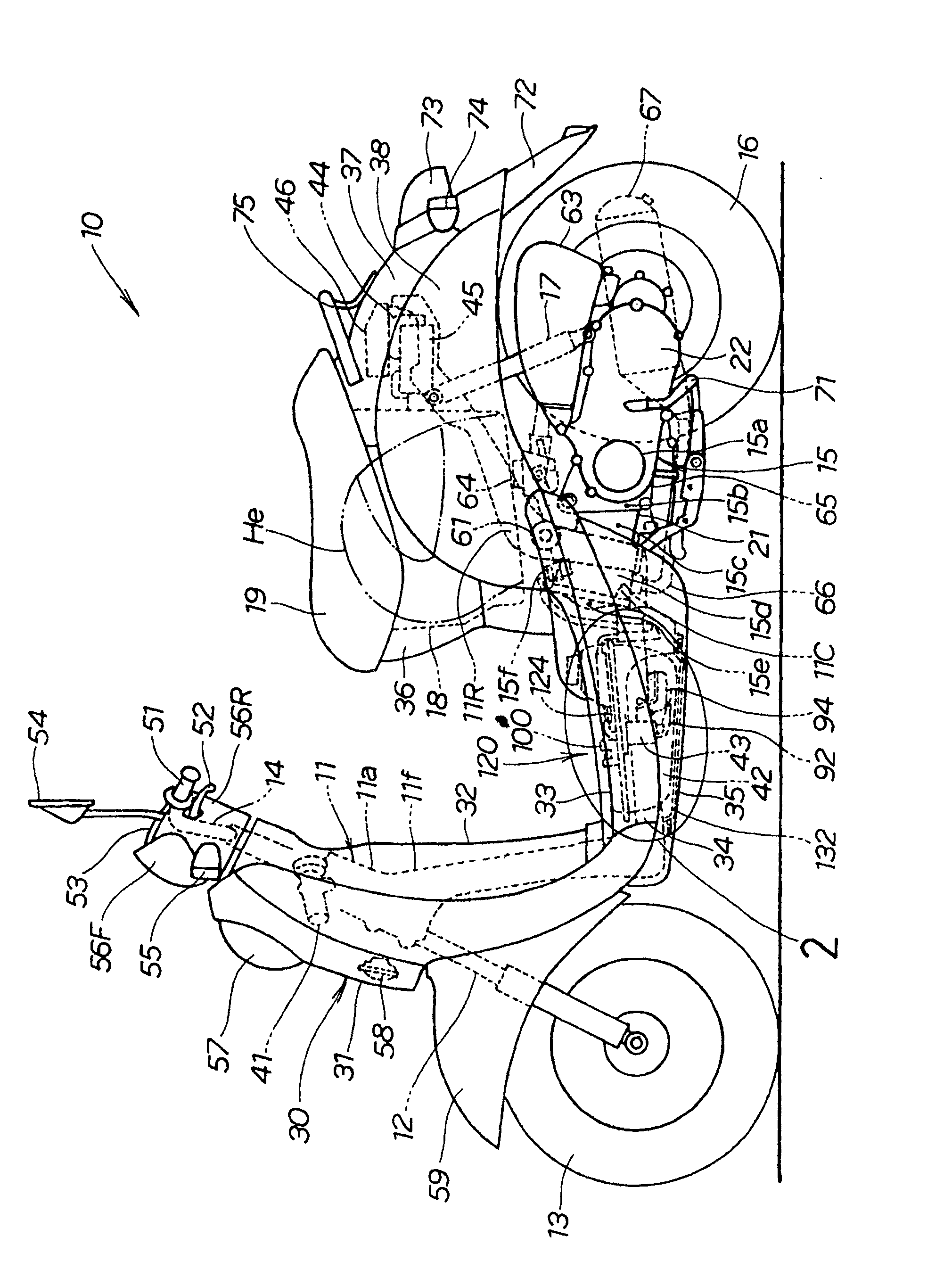 Frame structure of two wheel motor vehicle