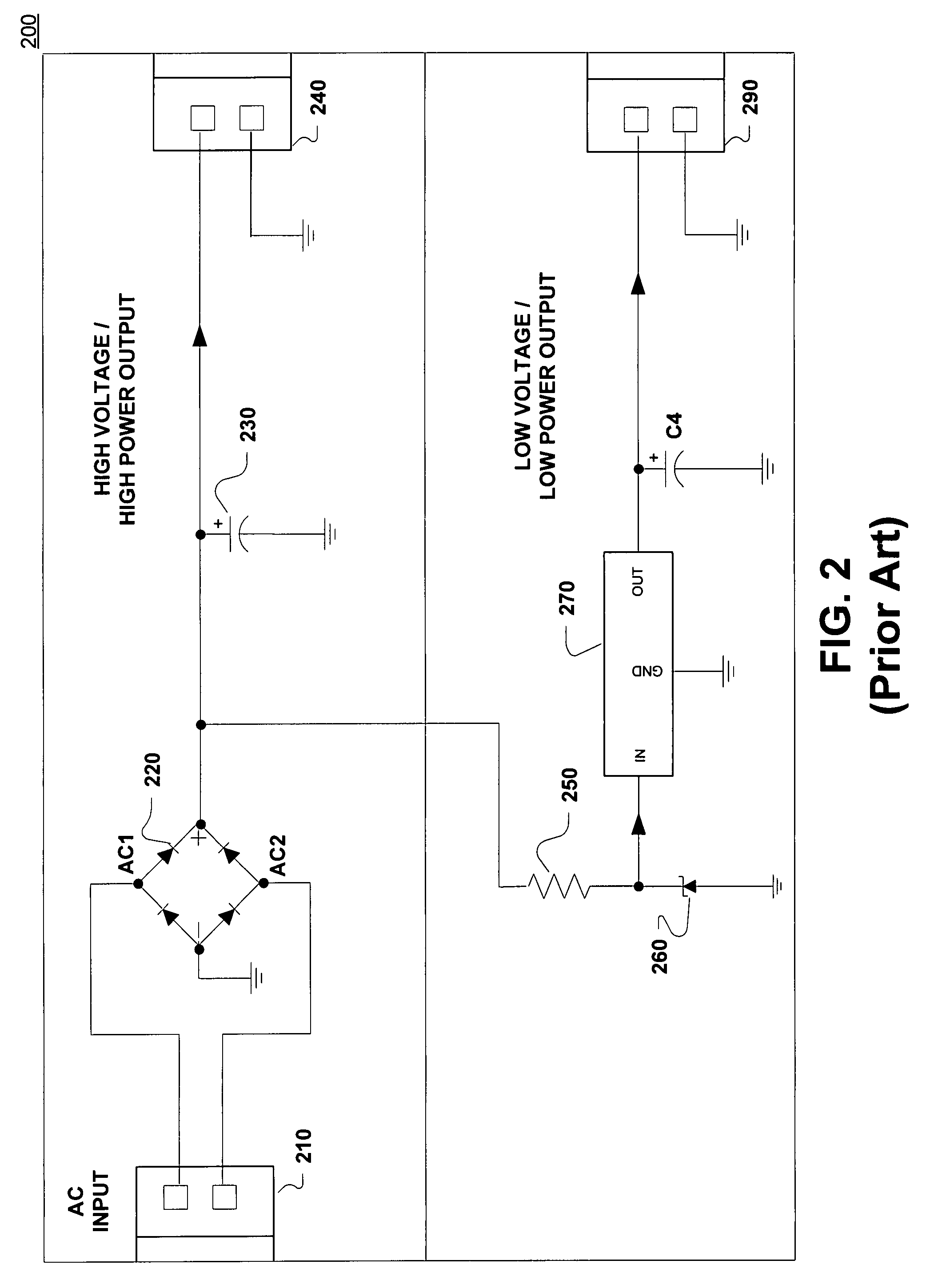 Power circuit for generating non-isolated low voltage power in a standby condition