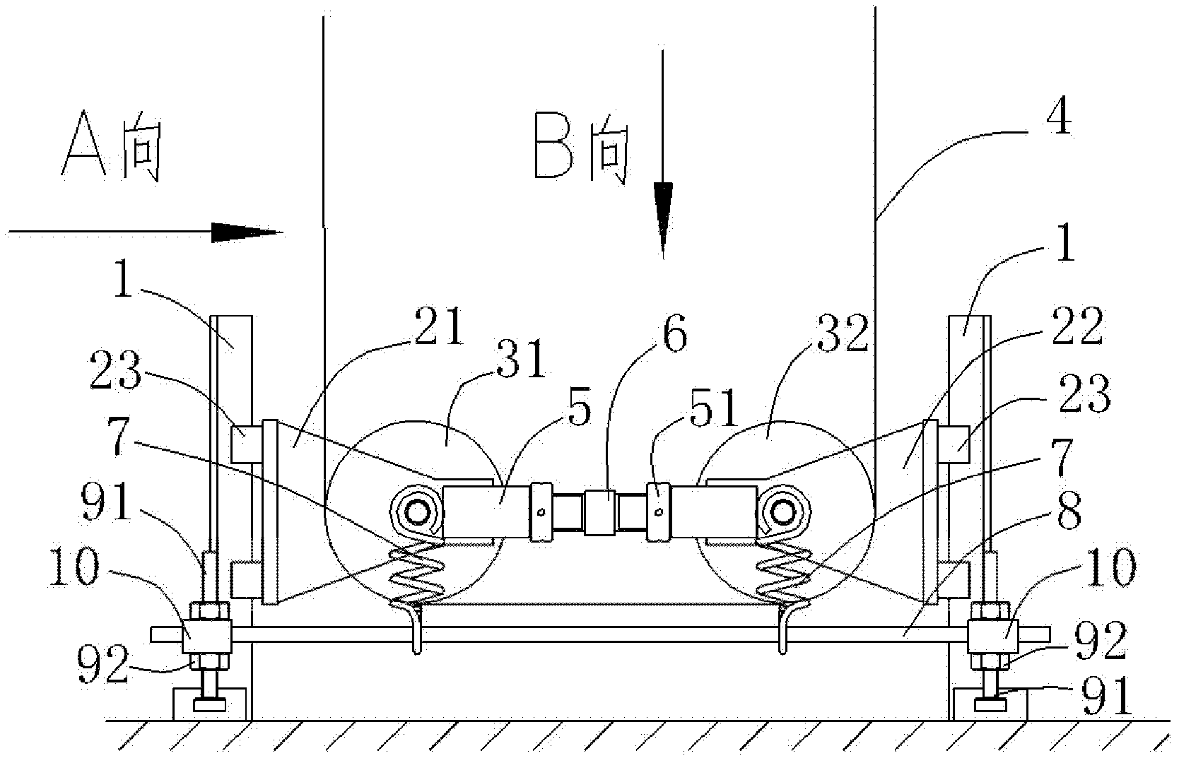 Elevator compensation rope tensioning device