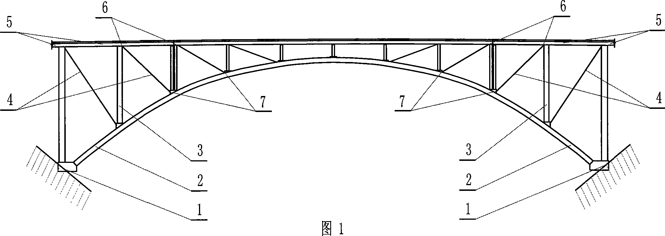 Joist type cable arch bridge structure and its construction method