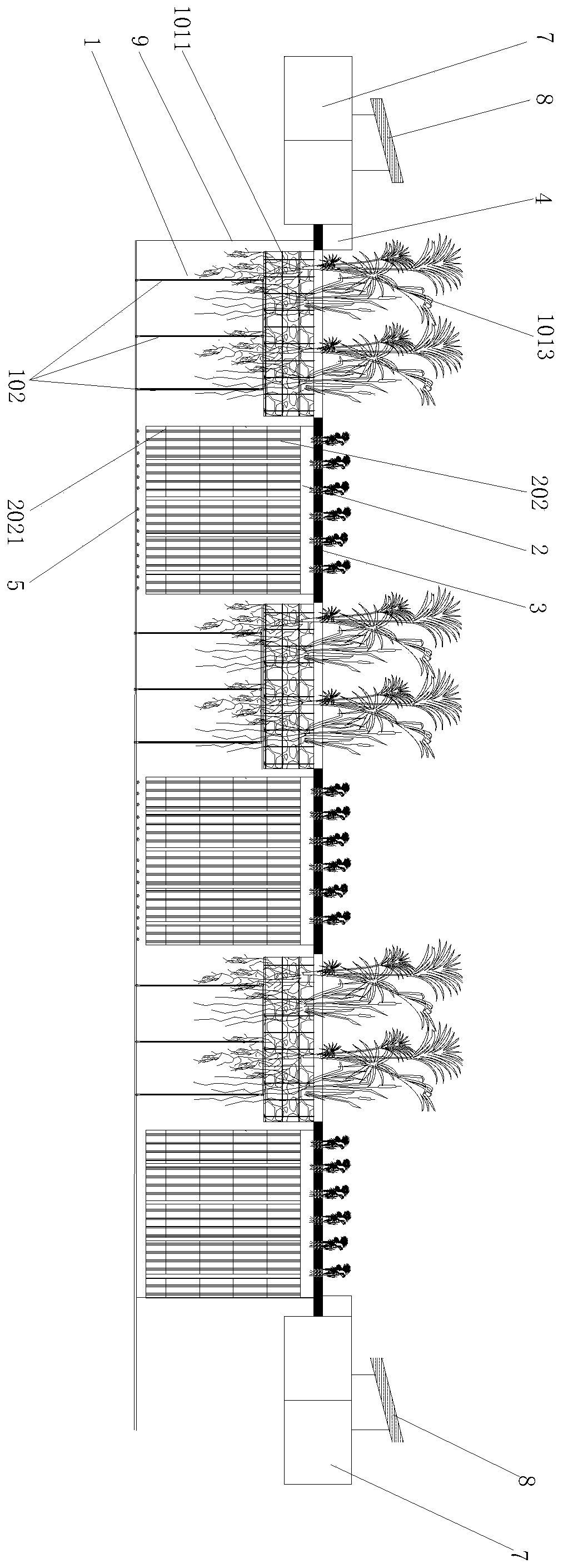 Biological and ecological integrated aeration floating island device