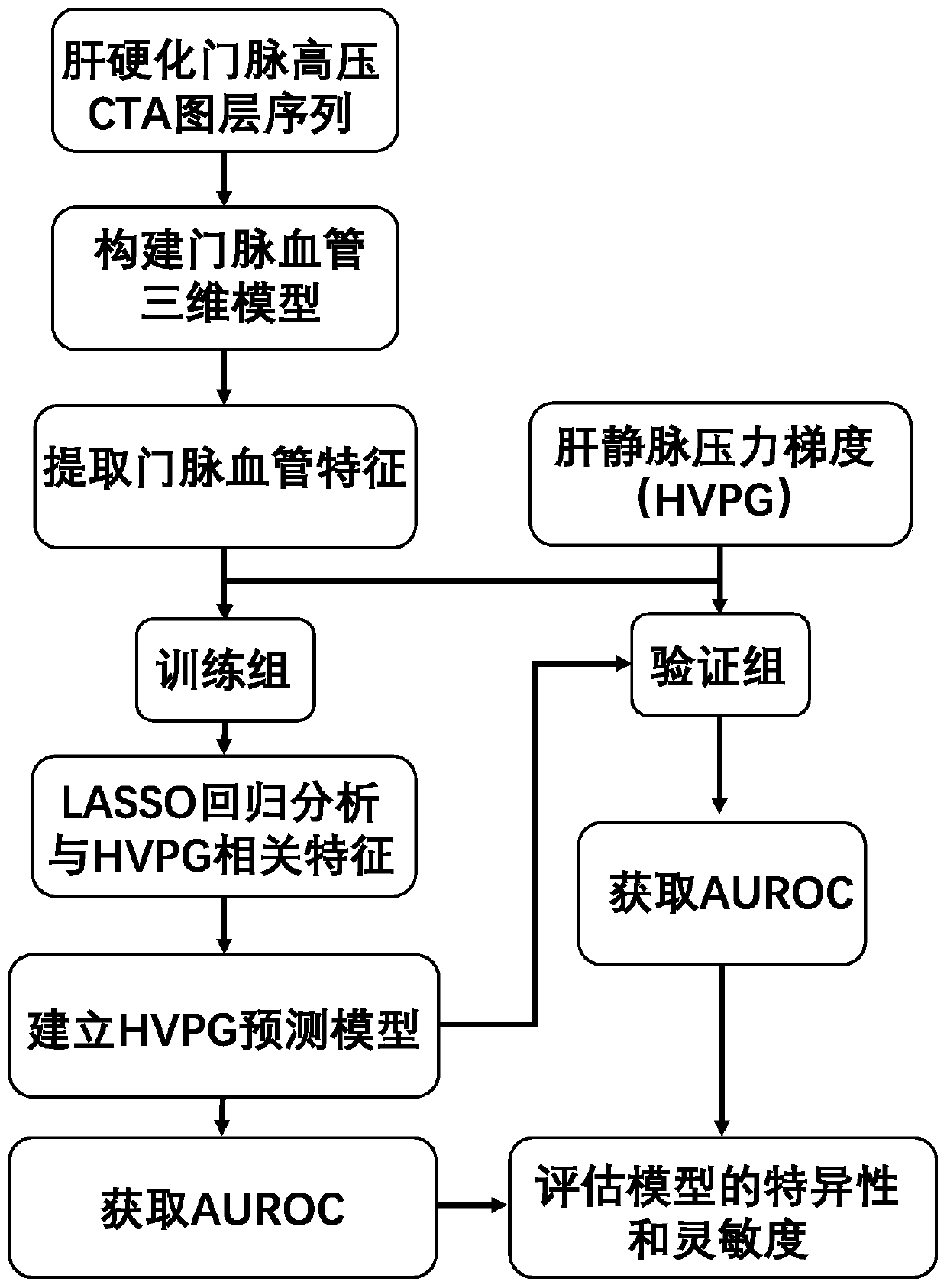 Method for measuring hepatic vein pressure gradient based on portal vein characteristics