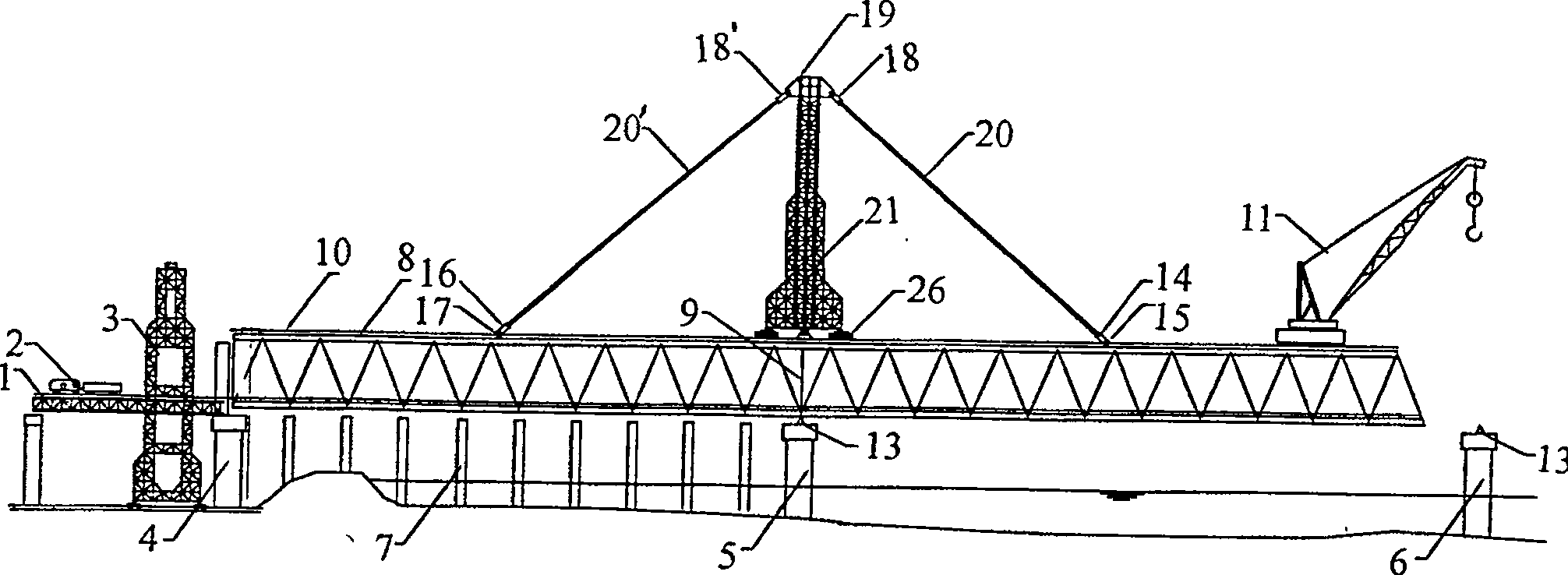 Method and system for erecting steel trusses by stay cable auxiliary complete cantilever