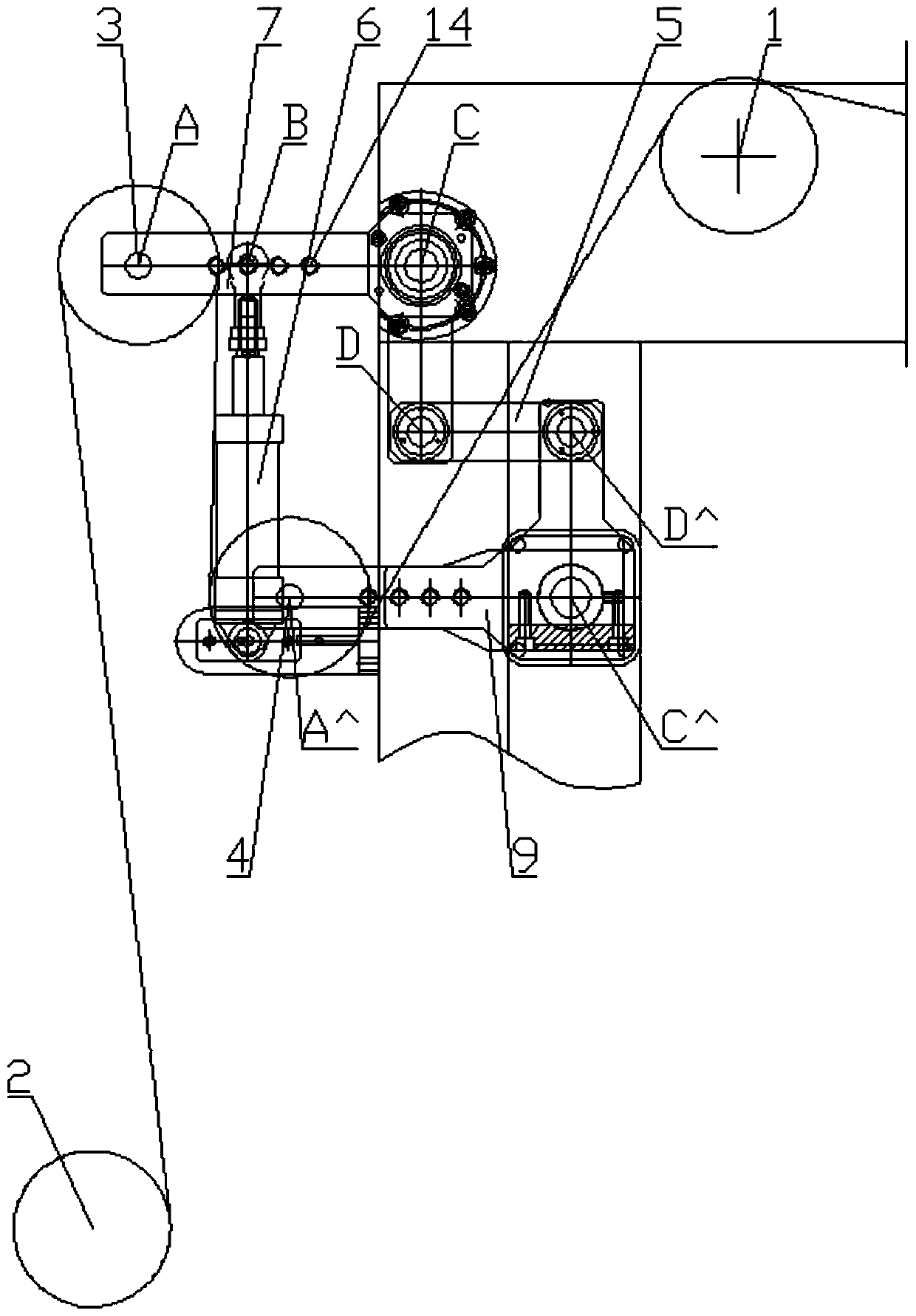 A slitting machine unwinding double floating roller mechanism