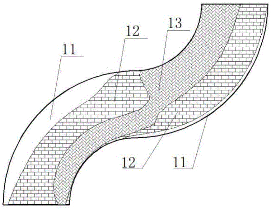 Wear-resistant S-shaped pipeline elbow and anti-abrasion treatment method of elbow