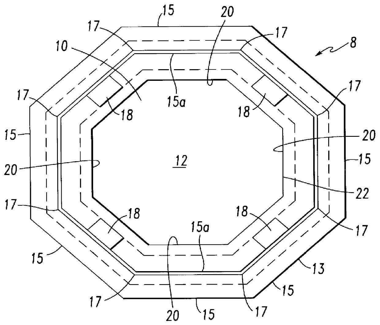 Chamber for reception, lateral division and redirection of liquid metal flow
