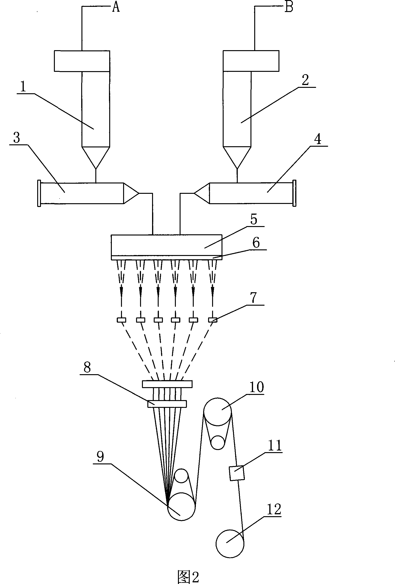 Double-component polyester-nylon superthin drafting thread and its production method