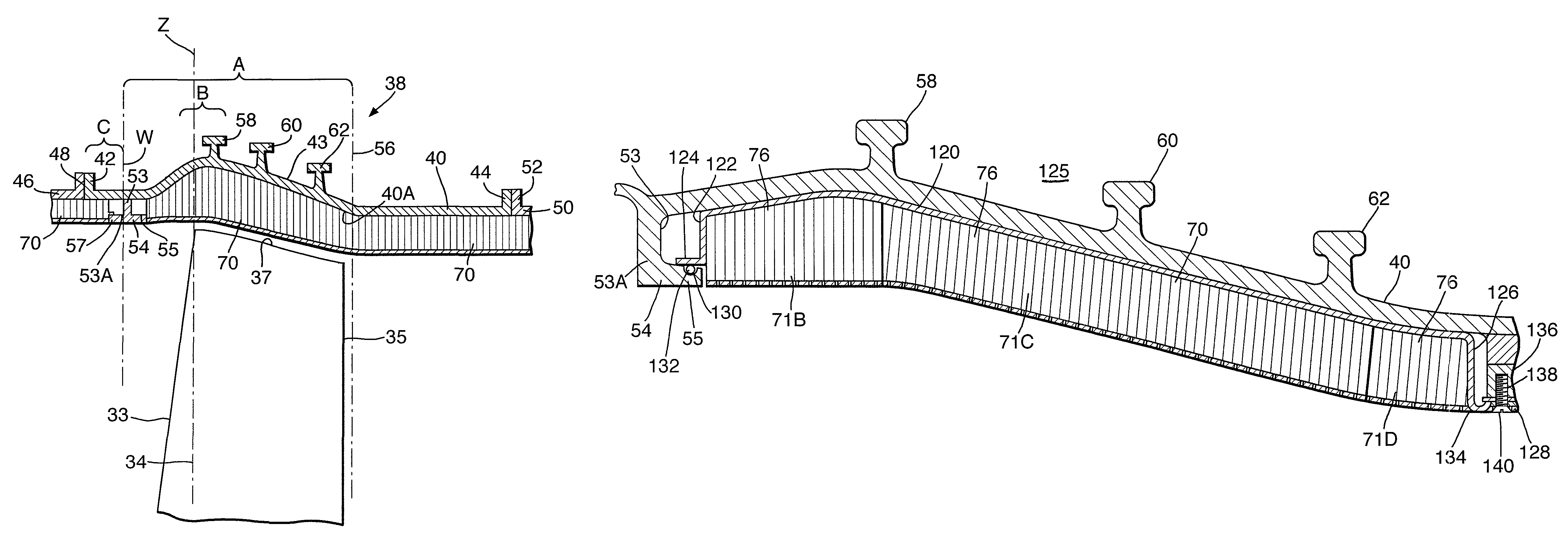 Liner for a gas turbine engine casing