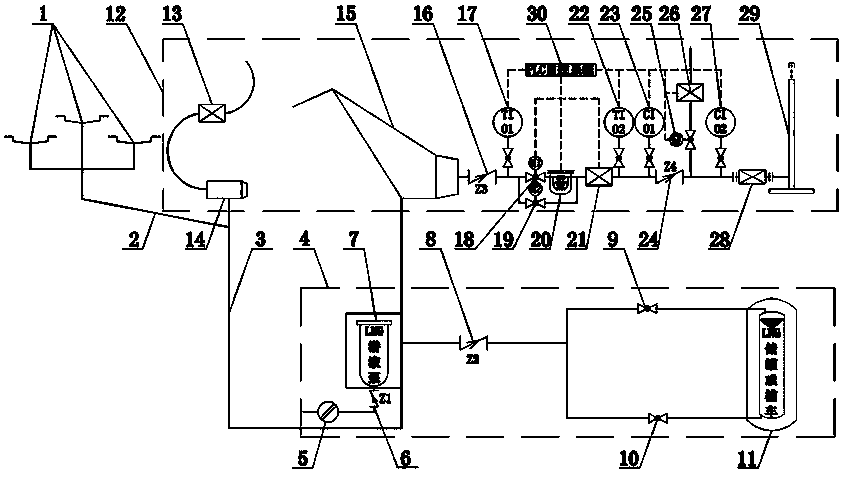 A lng leakage emergency collection system