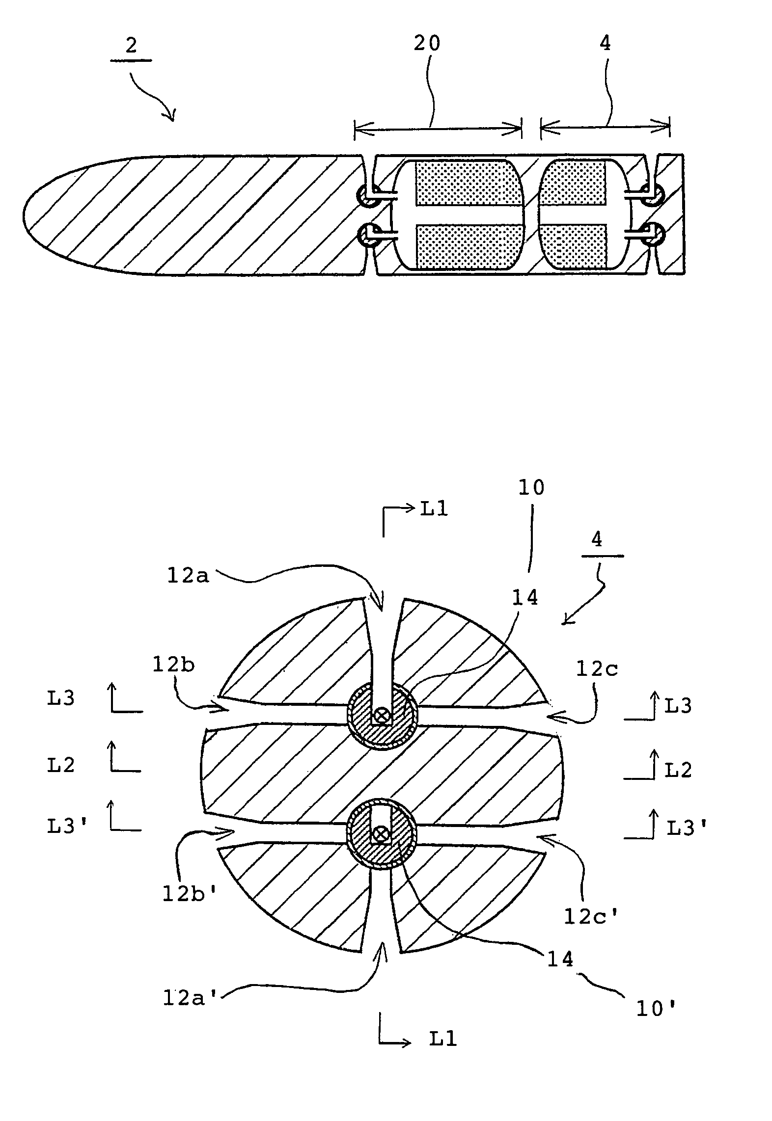 Three-axis attitude control propulsion device and flying object comprising the same