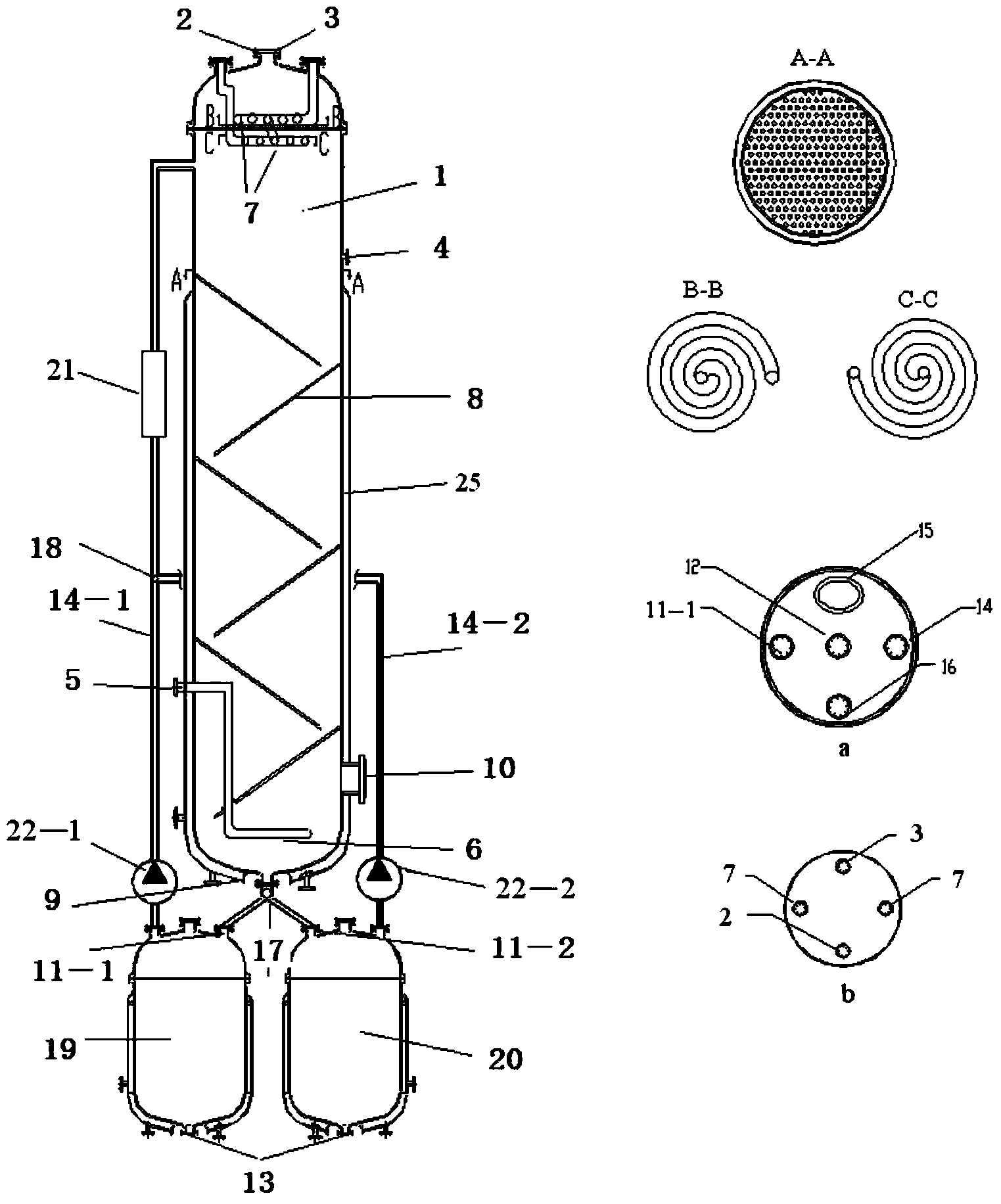 Method for producing KA oil through oxidizing cyclohexane by using air on basis of gas-liquid-solid heterogeneous reaction separation synchronization reactor