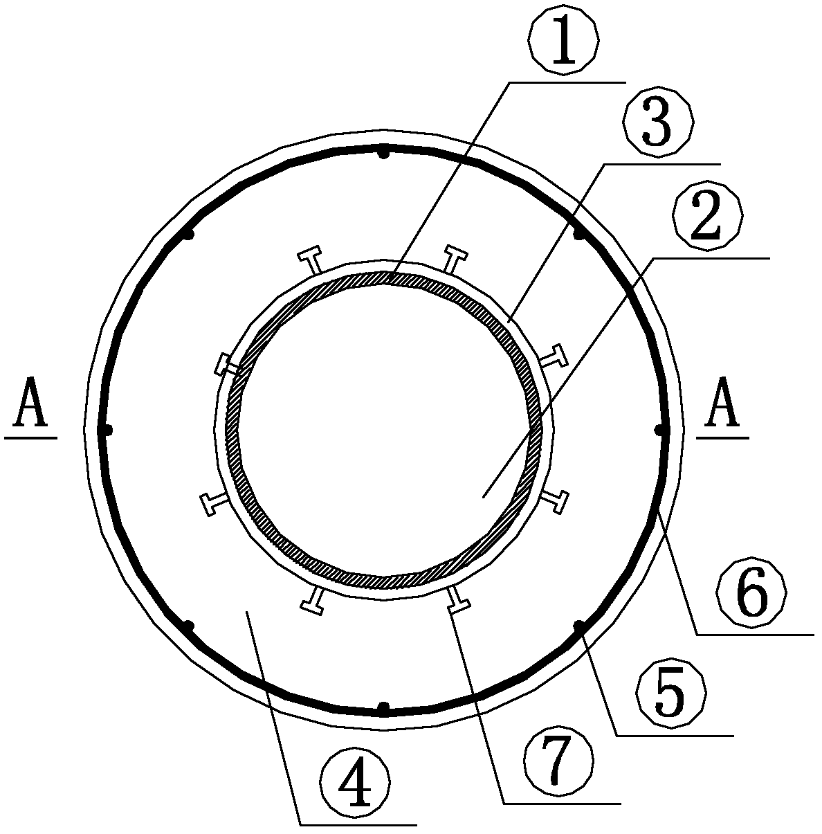 Steel tube concrete superposed column with mild steel casing outer packed concrete at bottom and preparation method thereof