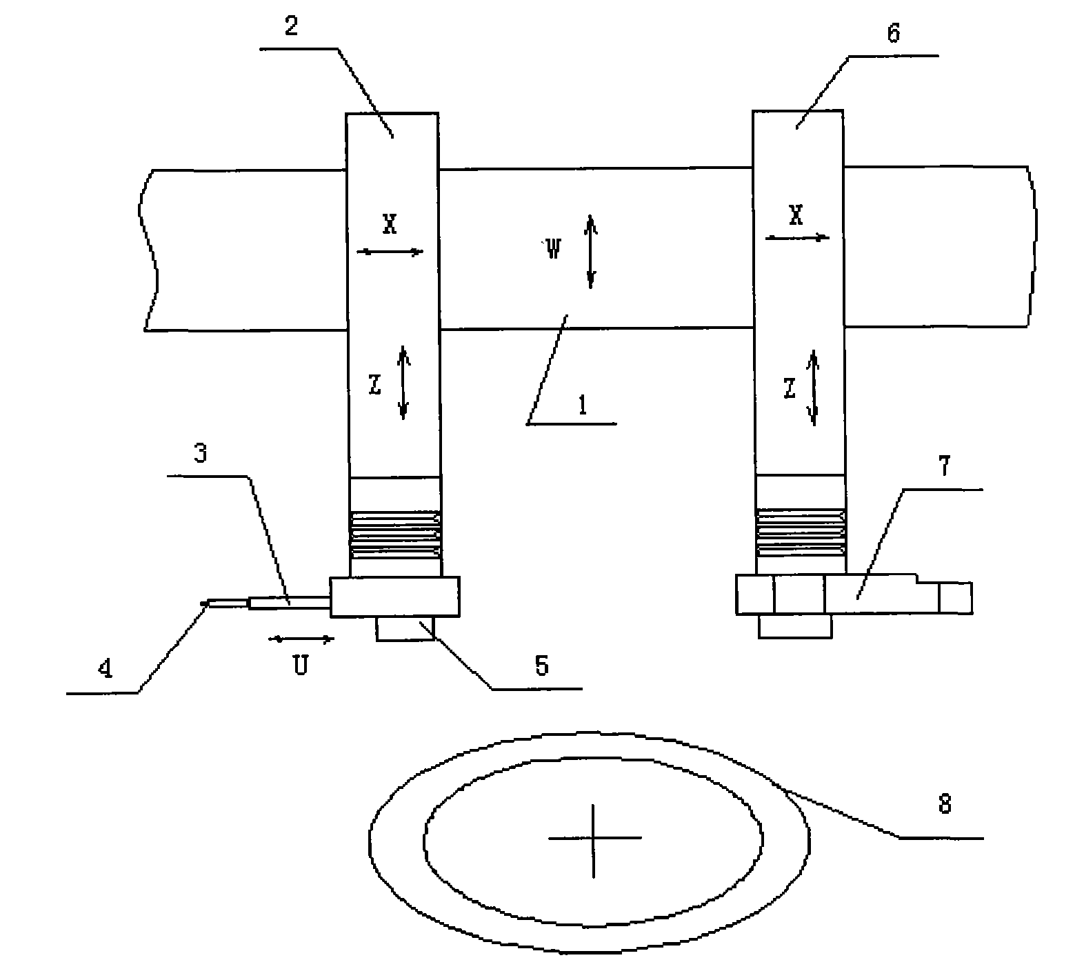 Large-scale honeycomb ring spark-erosion grinding machining self-operated measuring device and use method thereof