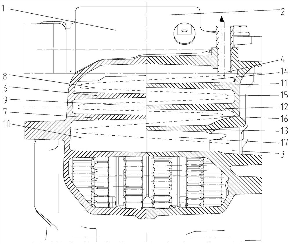 Engine oil-gas separation device and engine