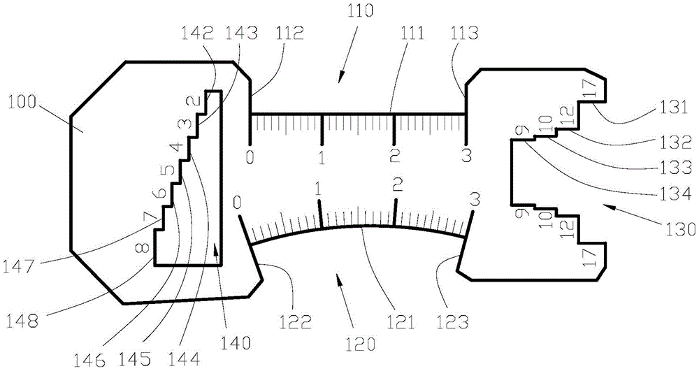 Measuring ruler for quality inspection of garment sewing process