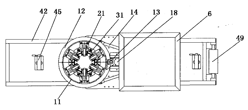 Mechanical system of magnetic leakage detector for wellhead drill stem of drilling machine