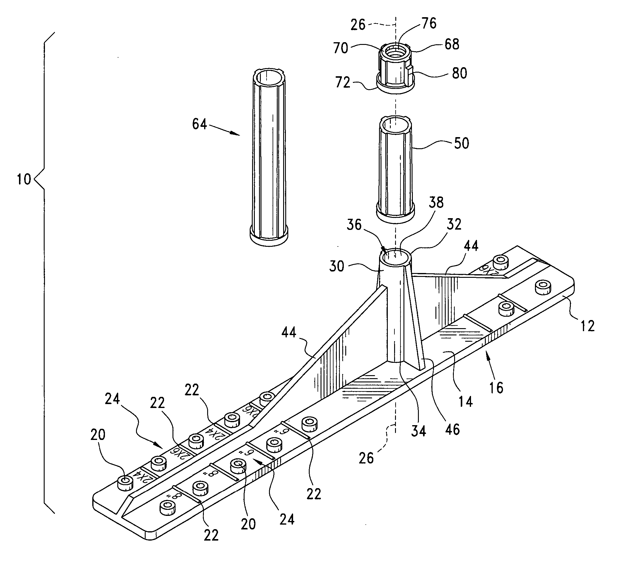 Anchor bolt placement protection assembly and method for aligning structural elements in a form when pouring concrete