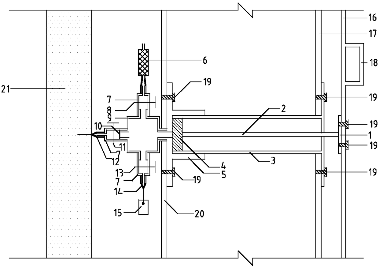 Multi-point instantaneous synchronous sampling device for gas in unsaturated zone for polluted soil column test