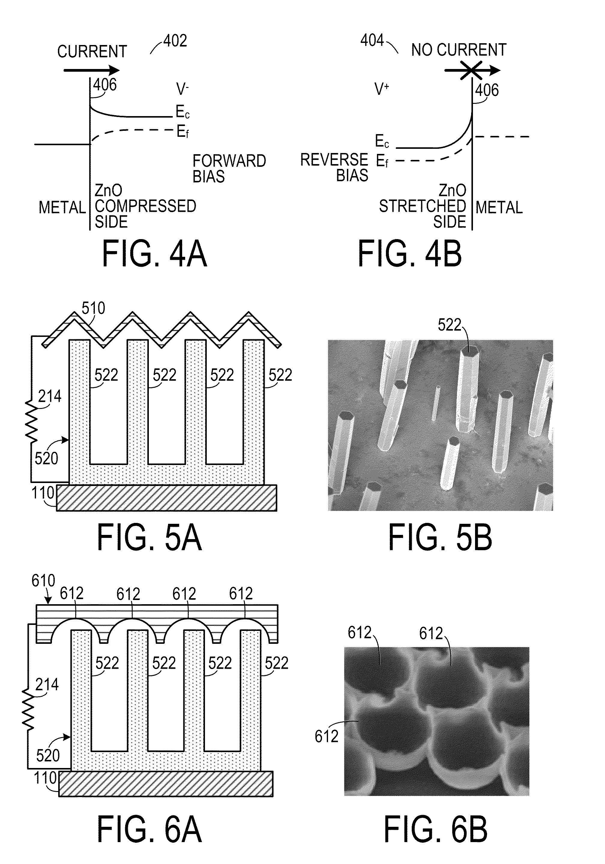 Nanogenerator comprising piezoelectric semiconducting nanostructures and Schottky conductive contacts