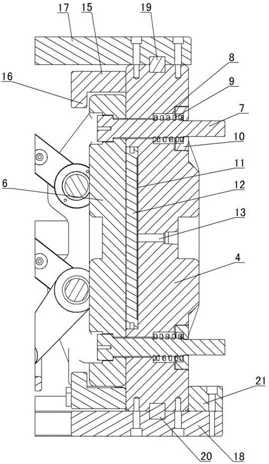 Pressurizing and tensioning stop gear of plastic bottle blowing machine