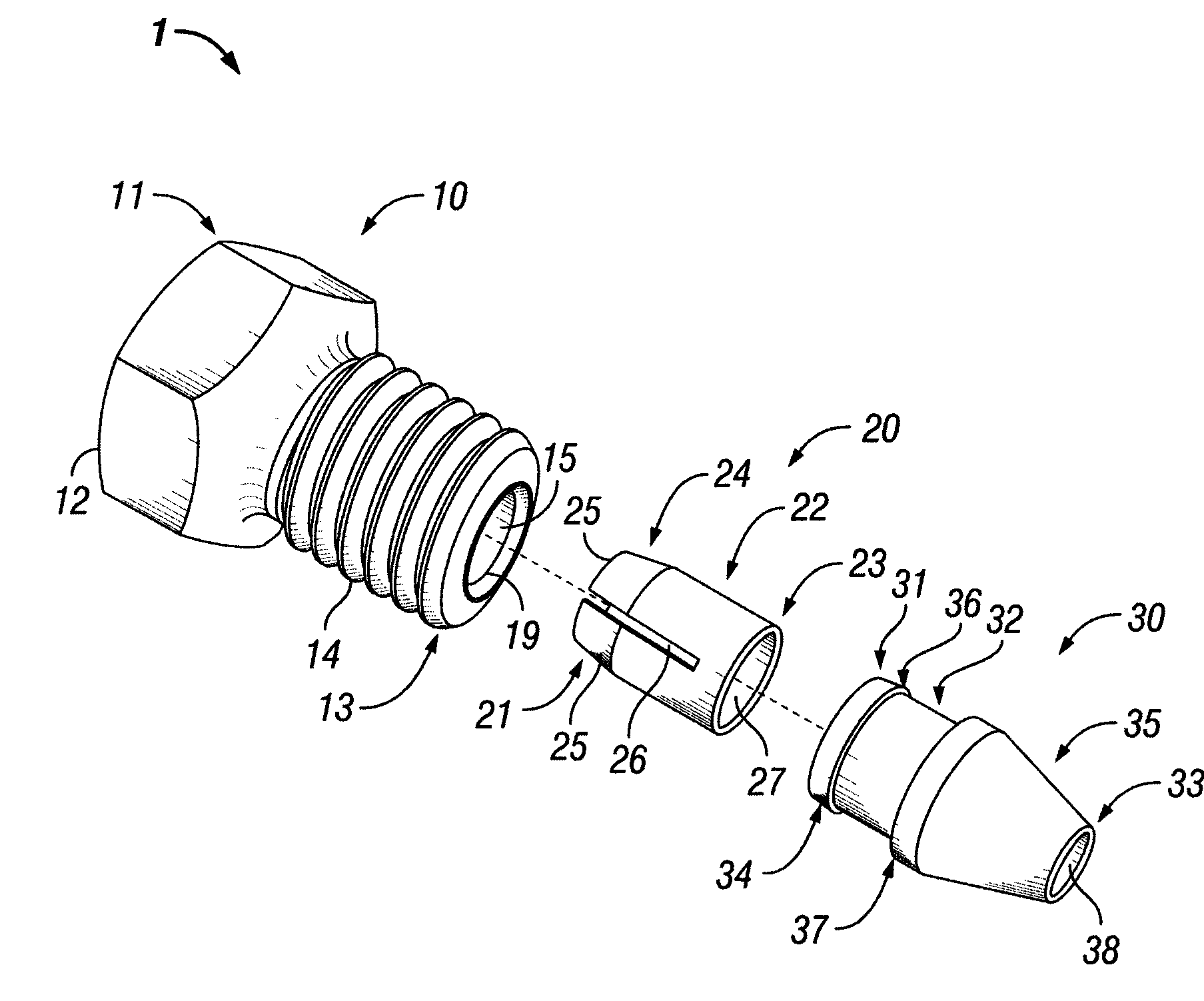 Connection assembly for ultra high pressure liquid chromatography