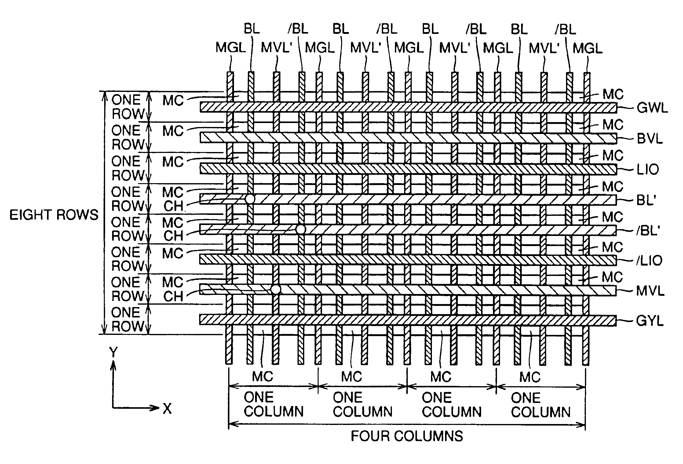 Static semiconductor memory device having T-type bit line structure