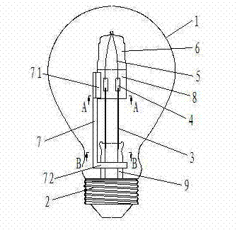 Halogen tungsten lamp bulb having lamp bulb-contained lamp bulb structure