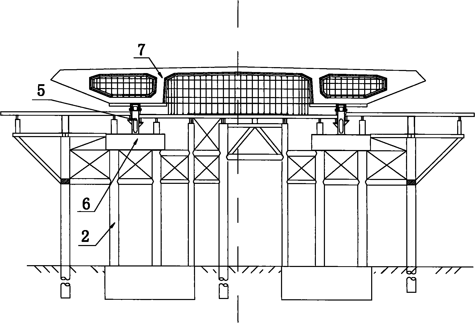 Construction method for high-altitude section prefabricating, beam moving, beam storing and assembling of large concrete box beam