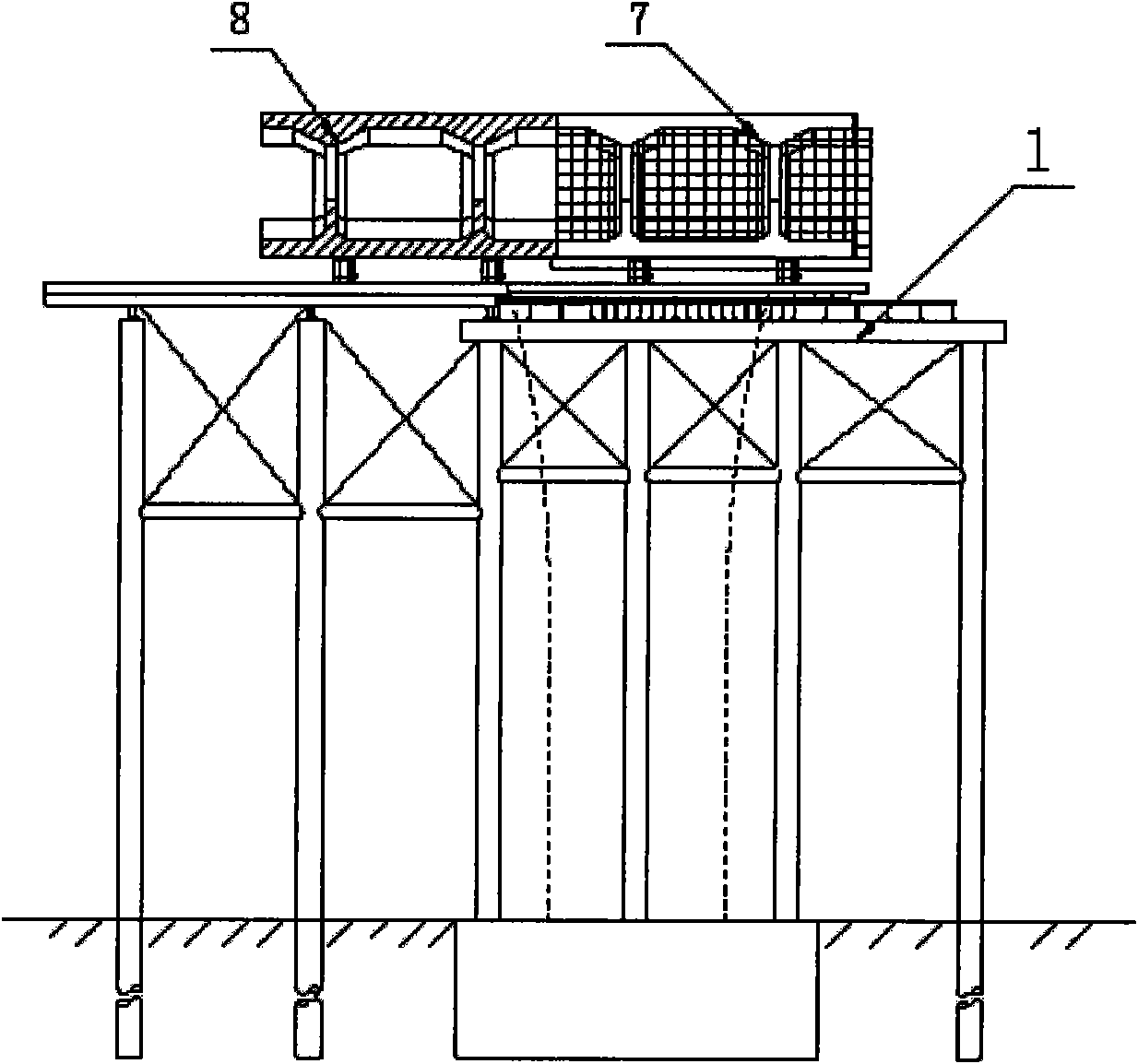 Construction method for high-altitude section prefabricating, beam moving, beam storing and assembling of large concrete box beam