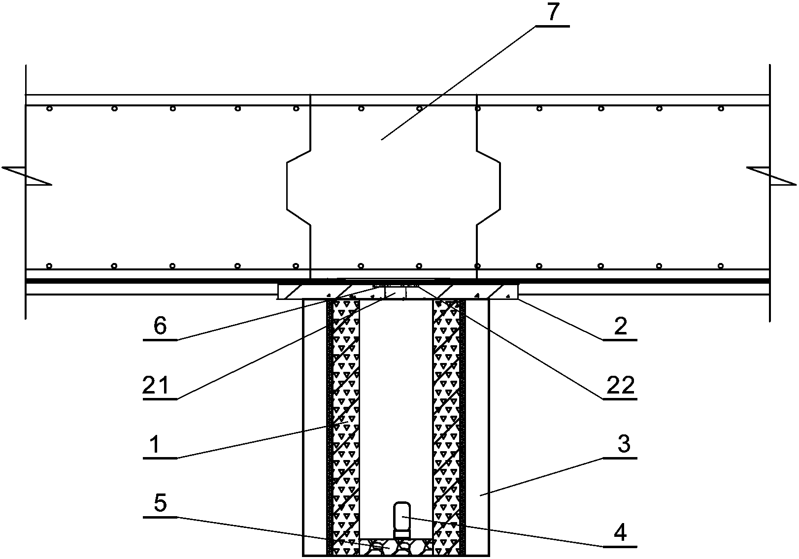 Post-cast strip construction and drainage method for base plate of basement