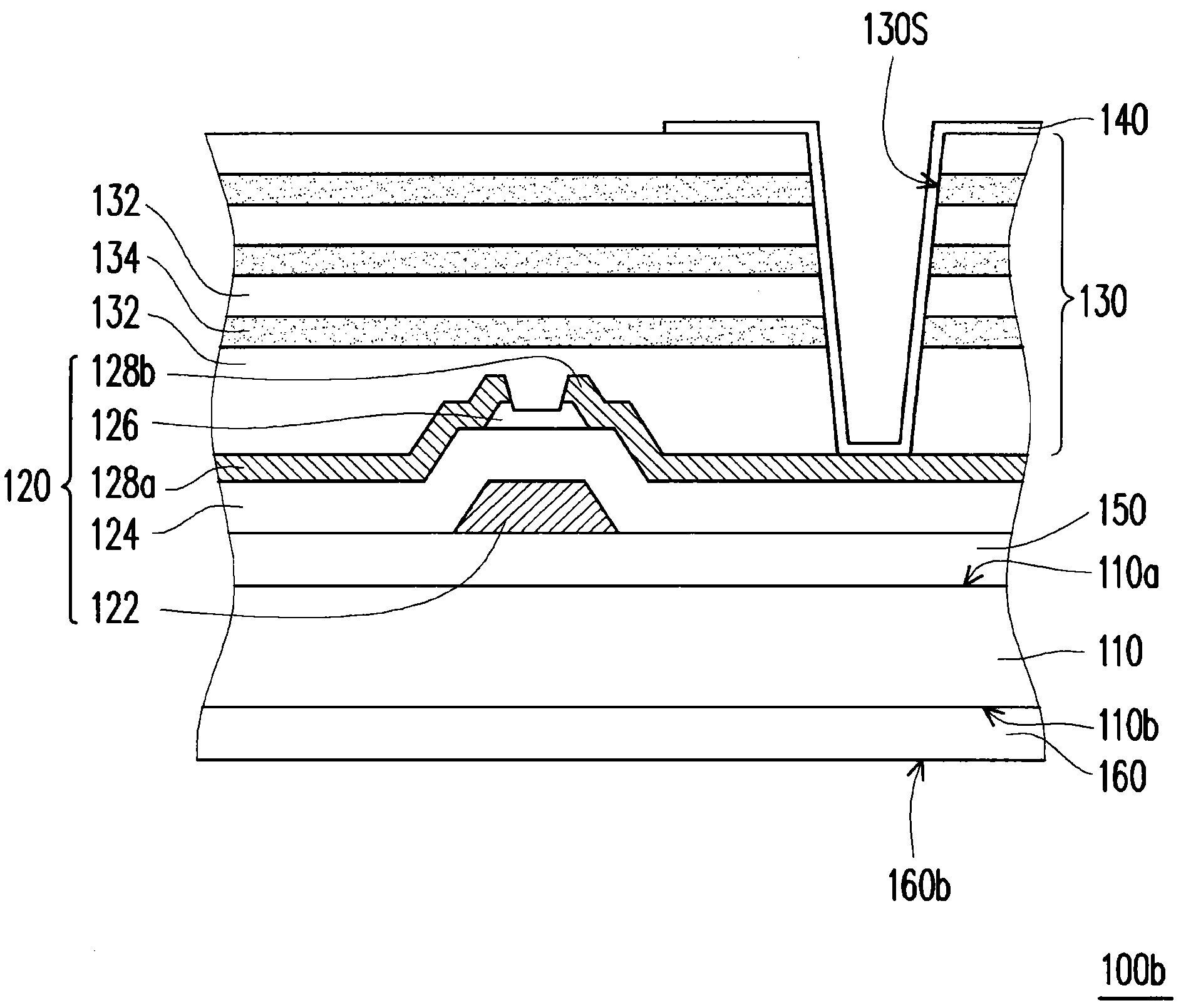 Flexible active element array substrate and organic electroluminescent element
