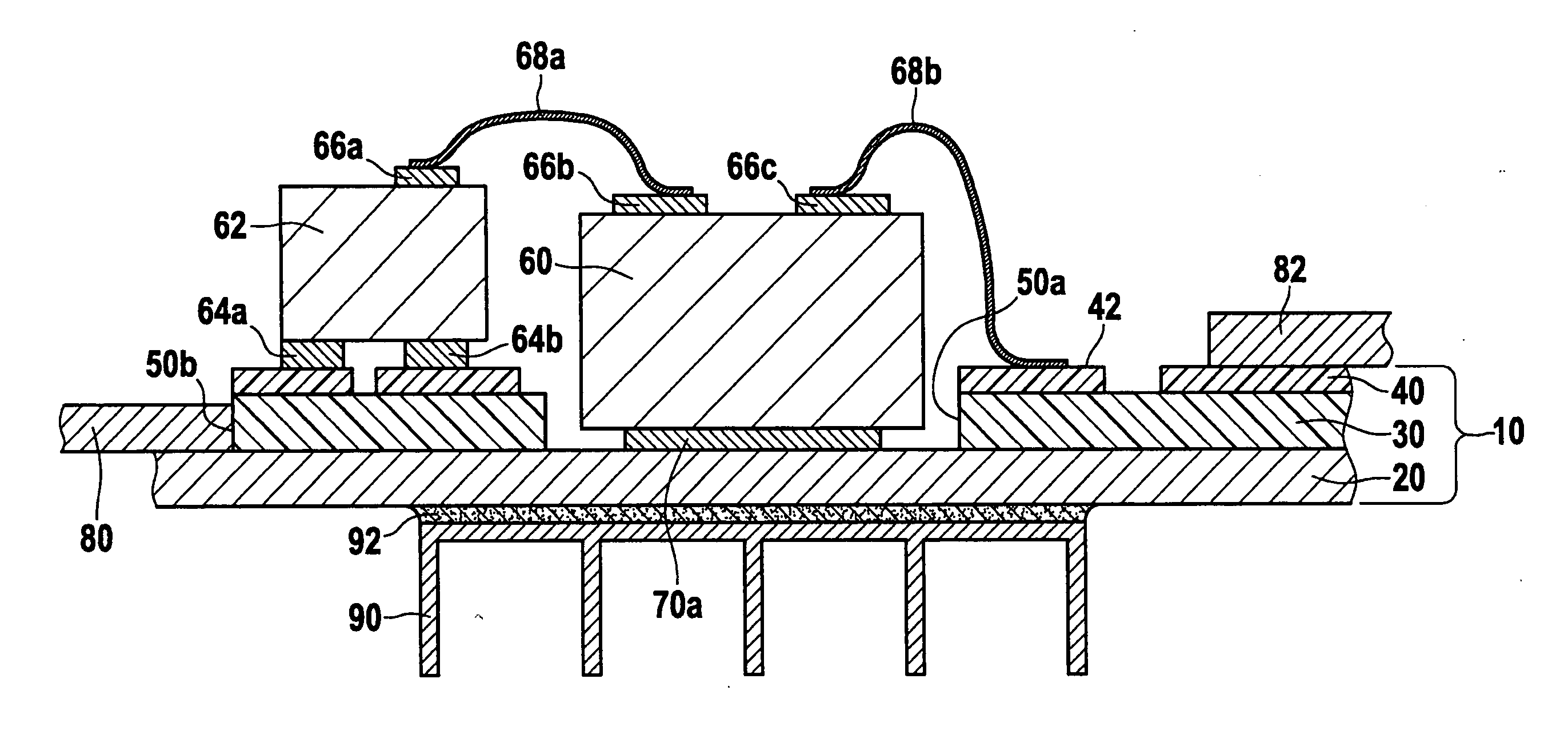 Substrate-mounted circuit module having components in a plurality of contacting planes