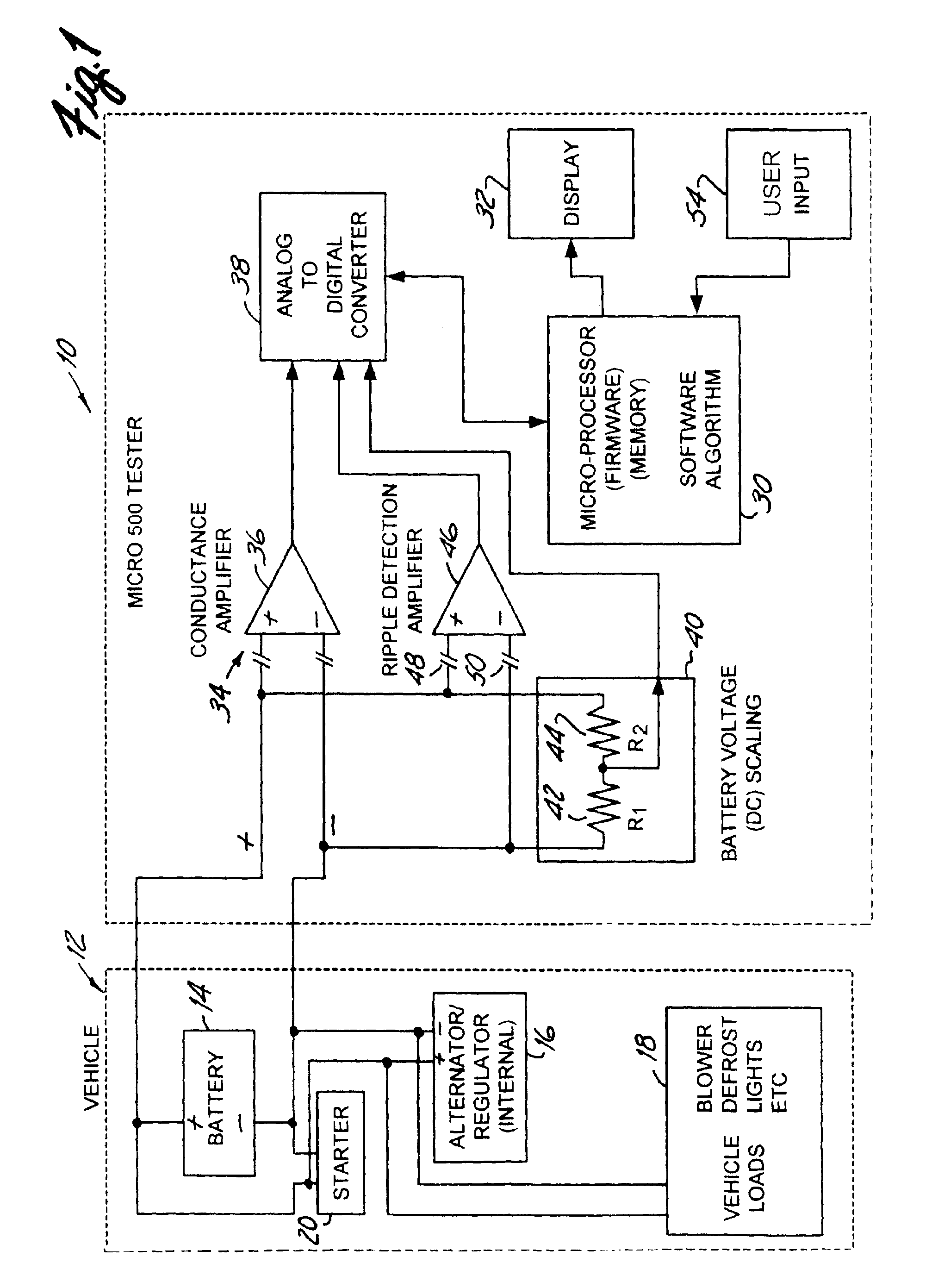 Alternator tester with encoded output