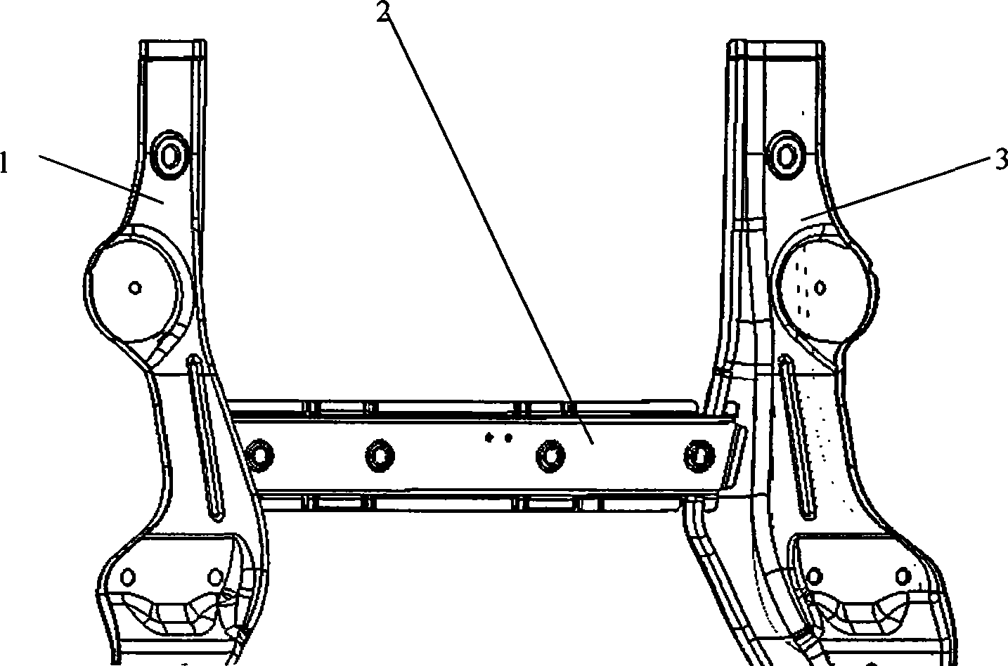 Bridging arrangement of vehicle beam and left-right longeron